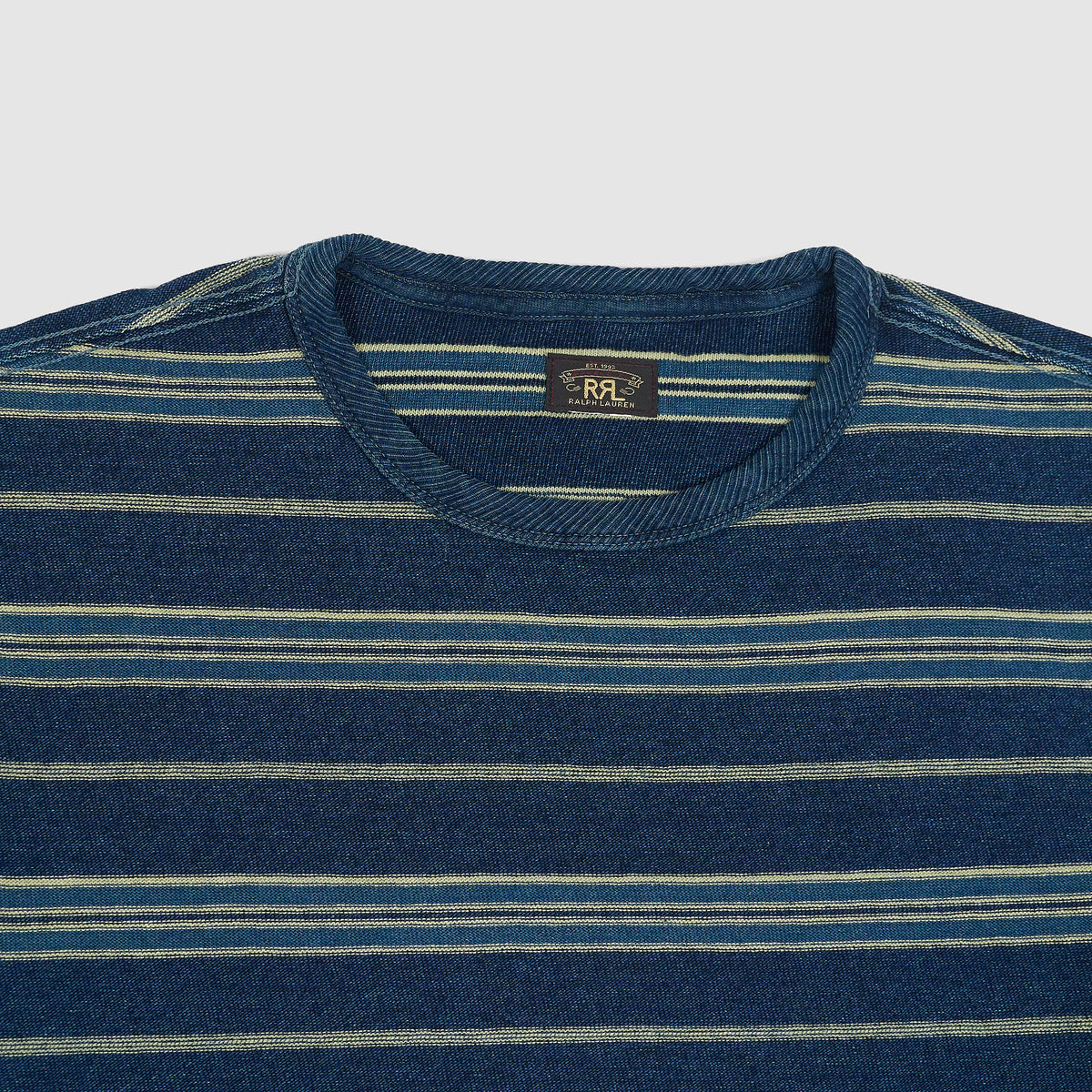 Double RL Heavy Crew Neck Indigo Stripe T-Shirt