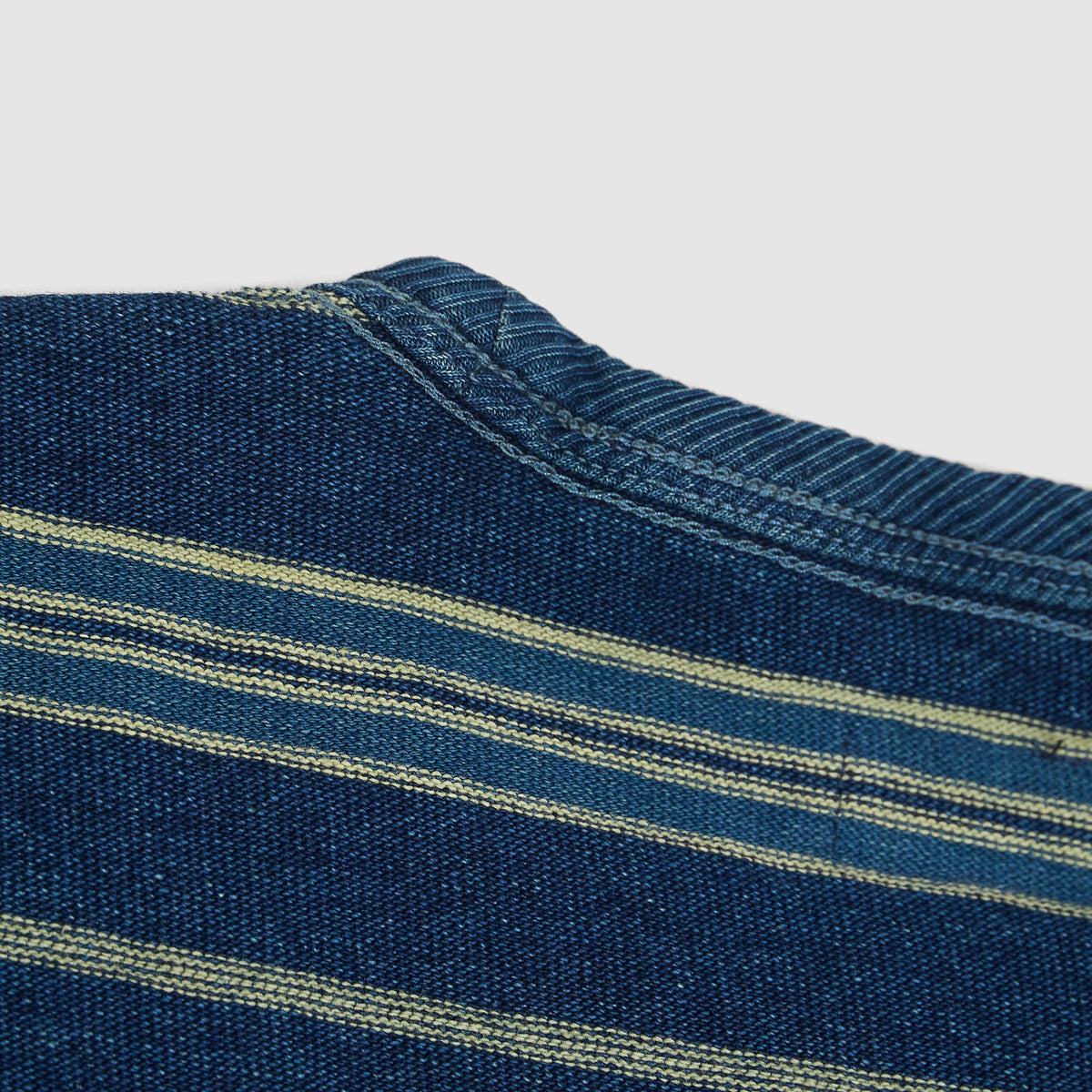 Double RL Heavy Crew Neck Indigo Stripe T-Shirt