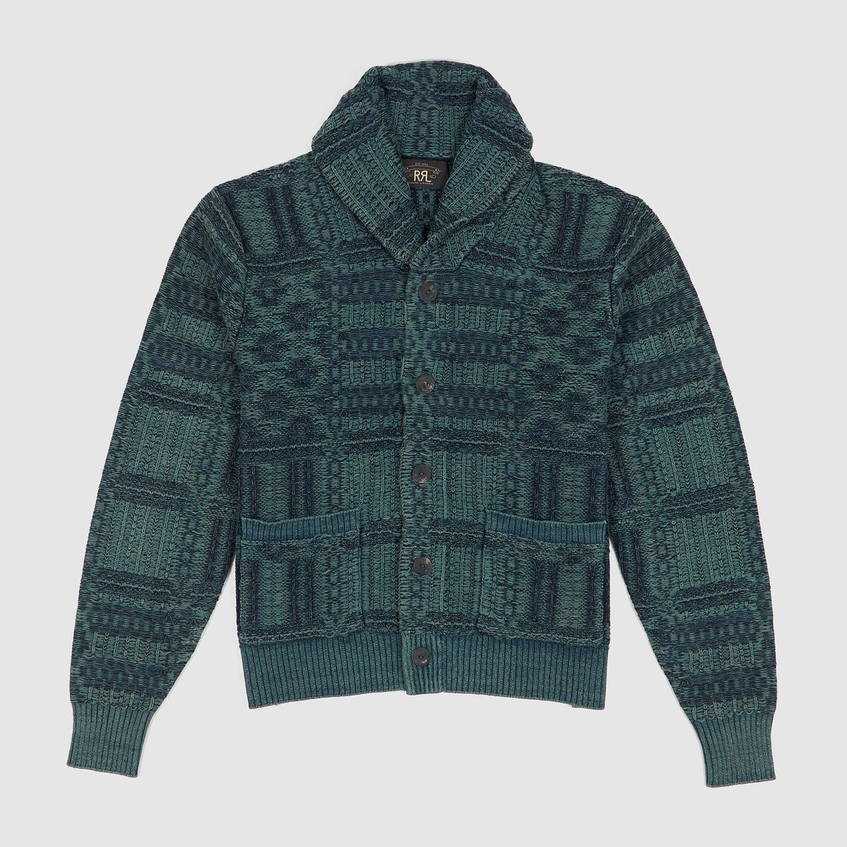 Double RL Indigo Knitted Shawl Cardigan