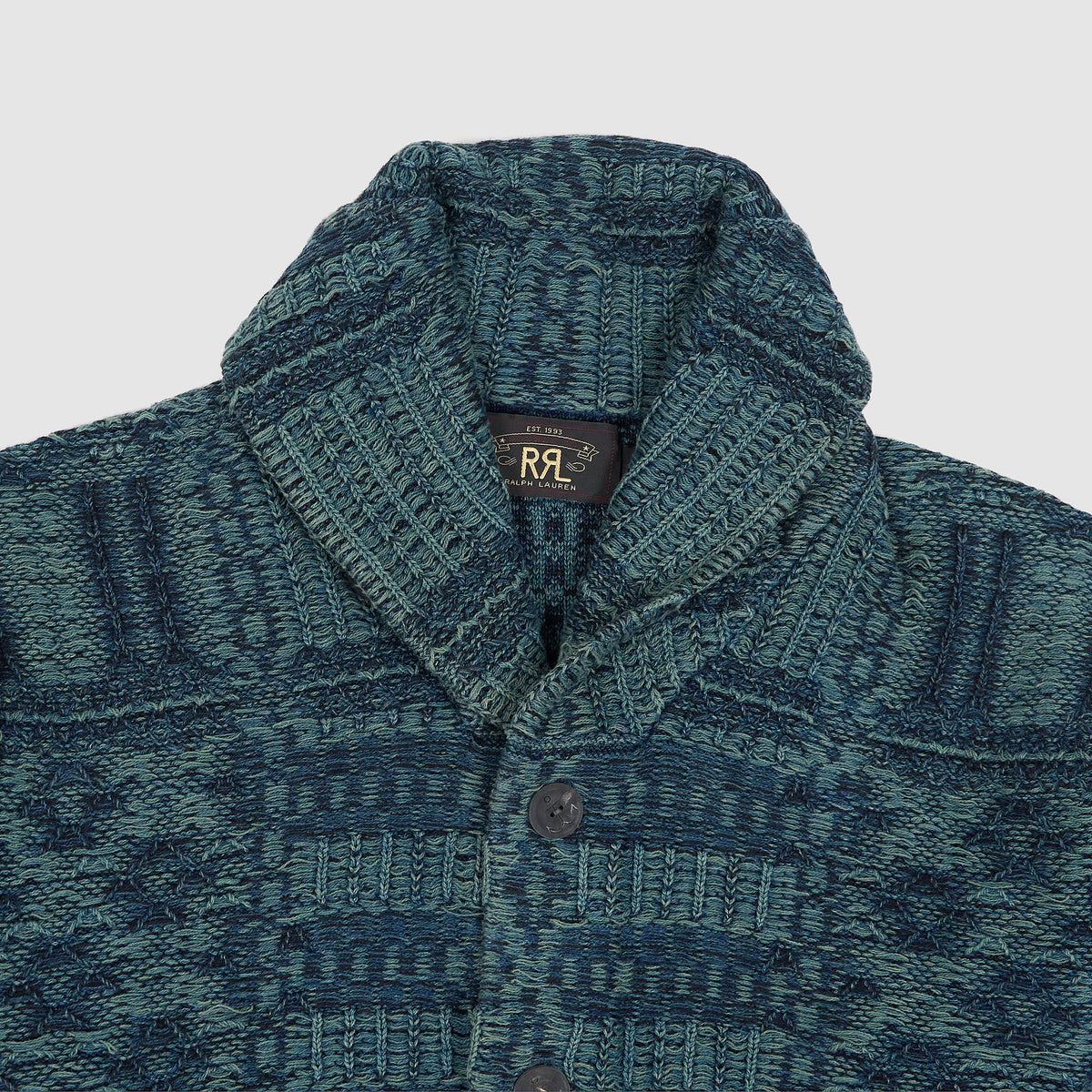 Double RL Indigo Knitted Shawl Cardigan