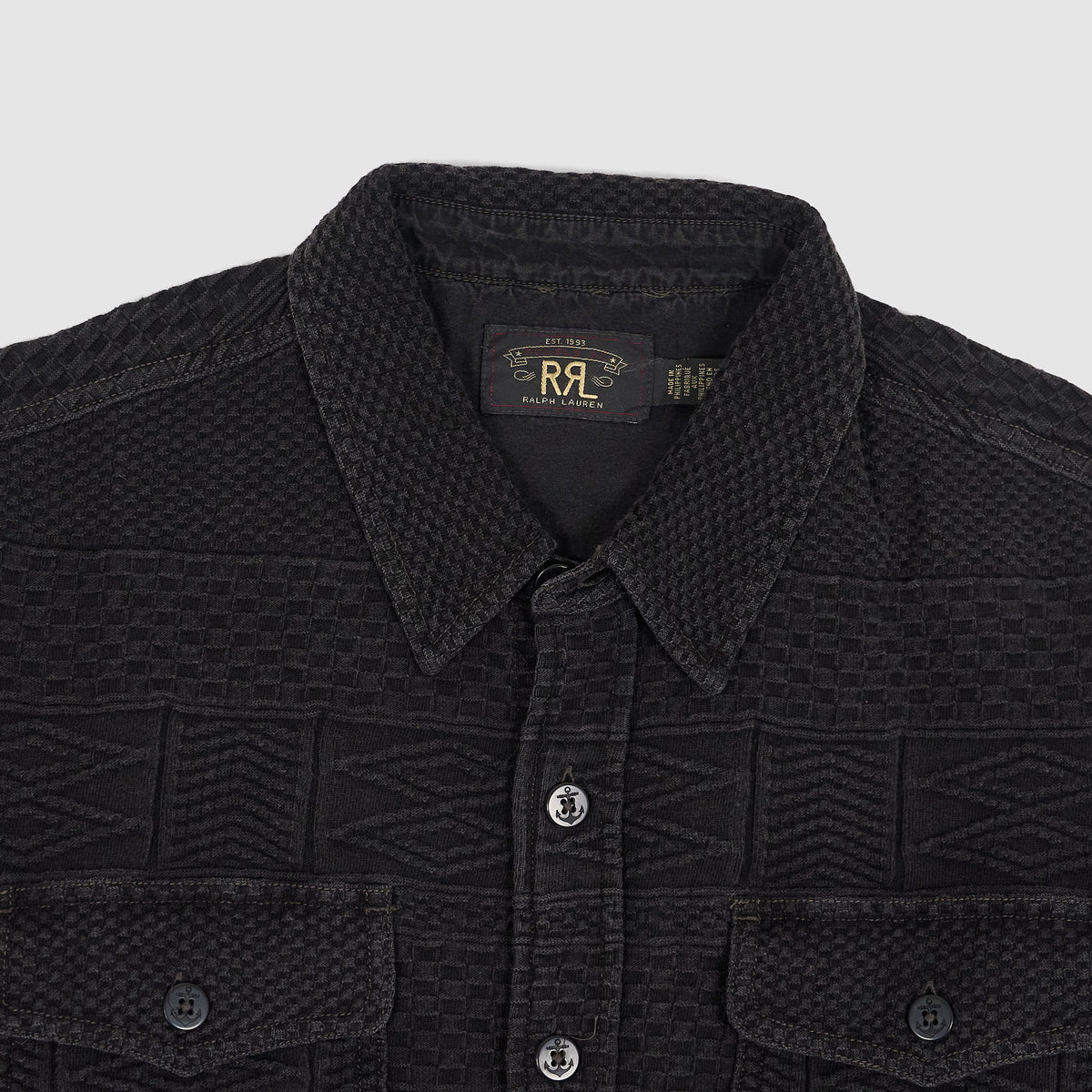 Double RL Jacquard knit Black Indigo CPO Overshirt