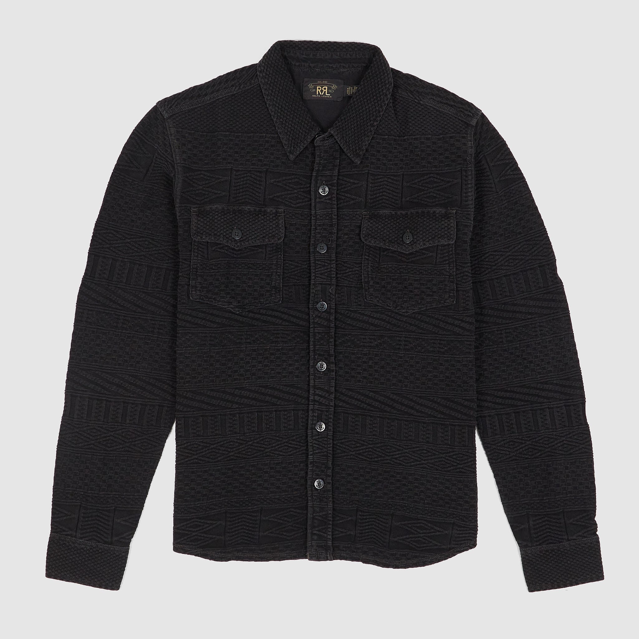 Double RL Jacquard knit Black Indigo CPO Overshirt - DeeCee style