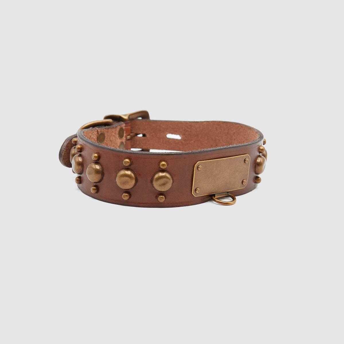 Double RL Leather Brass Dog Collar