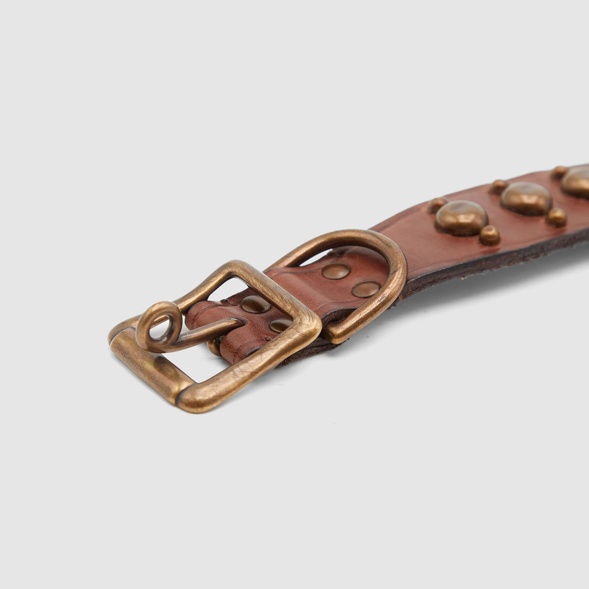 Double RL Leather Brass Dog Collar