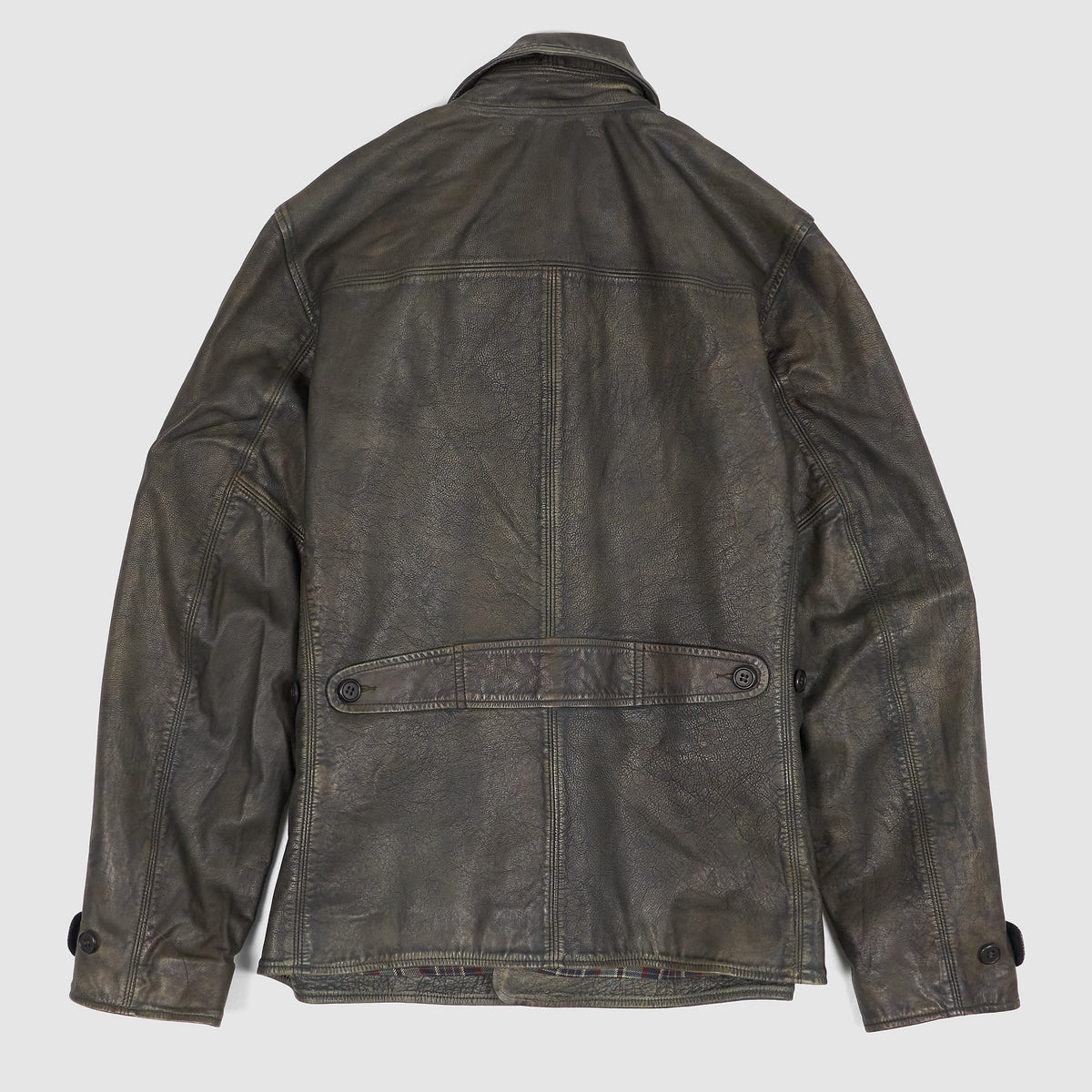 Double RL Indigo Leather Car Coat