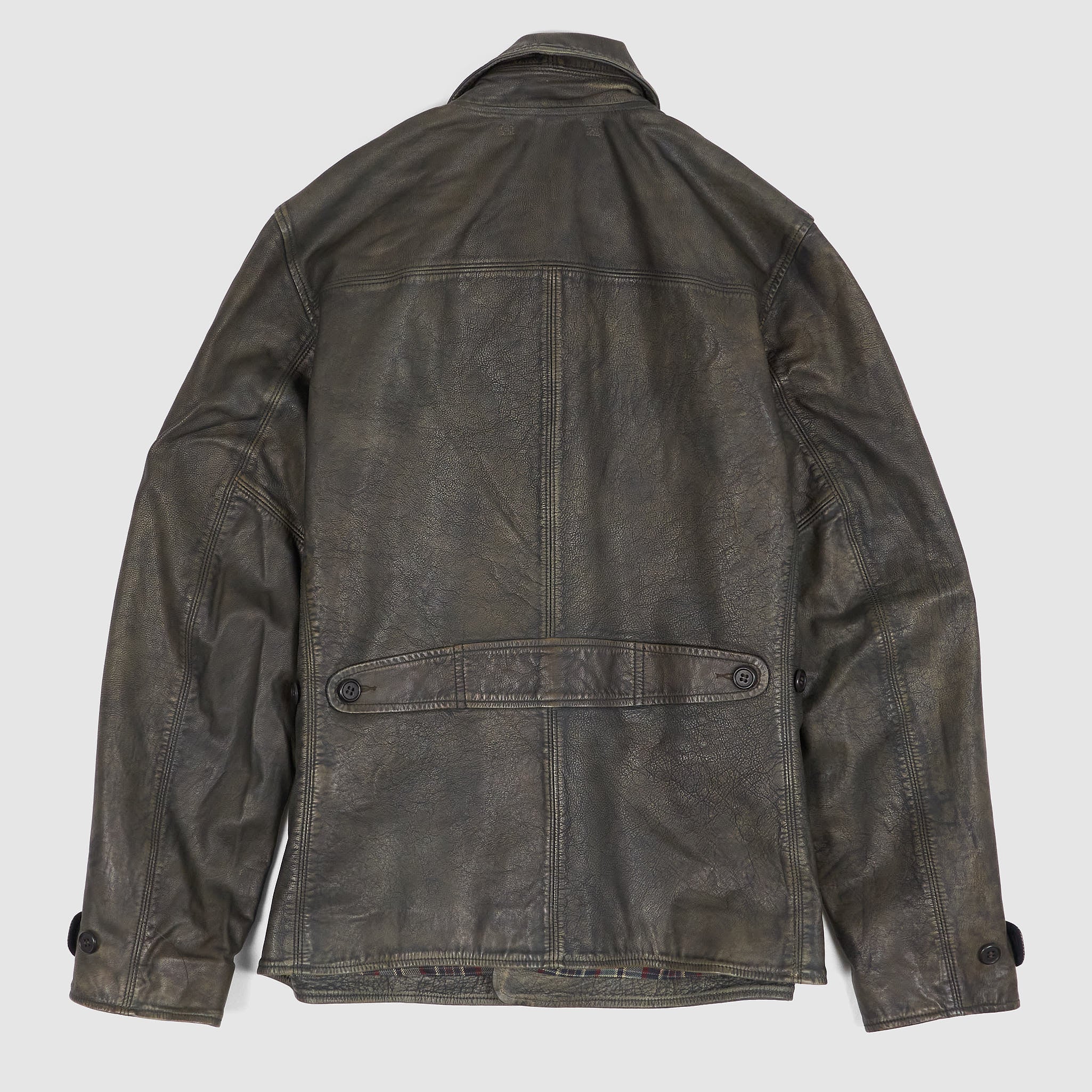 Double RL Indigo Leather Car Coat - DeeCee style