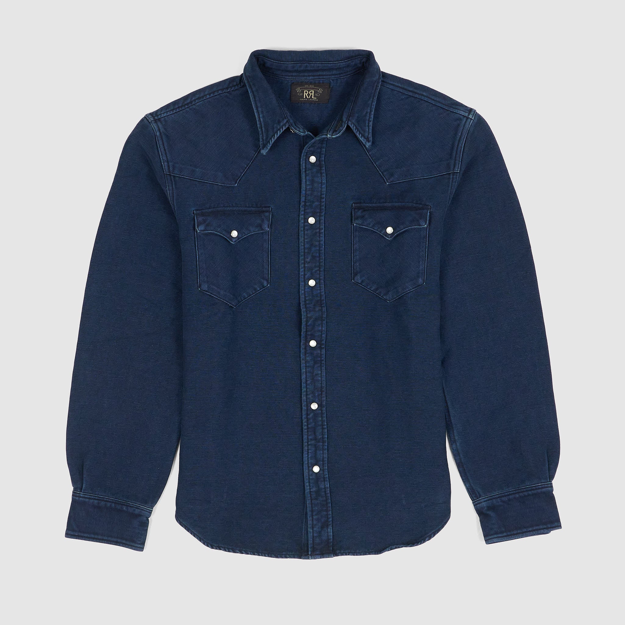 Double RL Indigo Cotton Chamois Canvas Shirt - DeeCee style