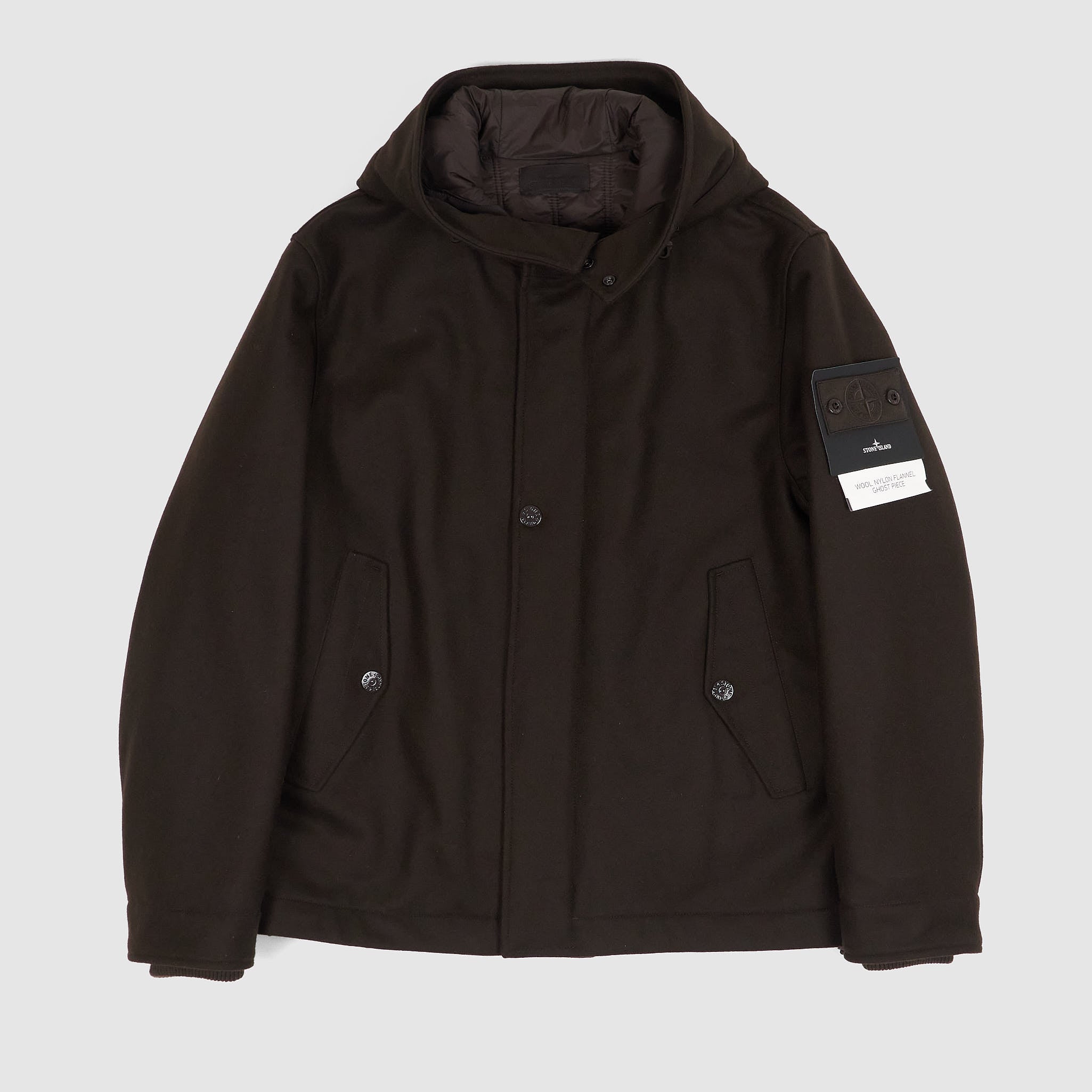 Stone Island Ghost Piece Wool Blend Flannel Parka - DeeCee style