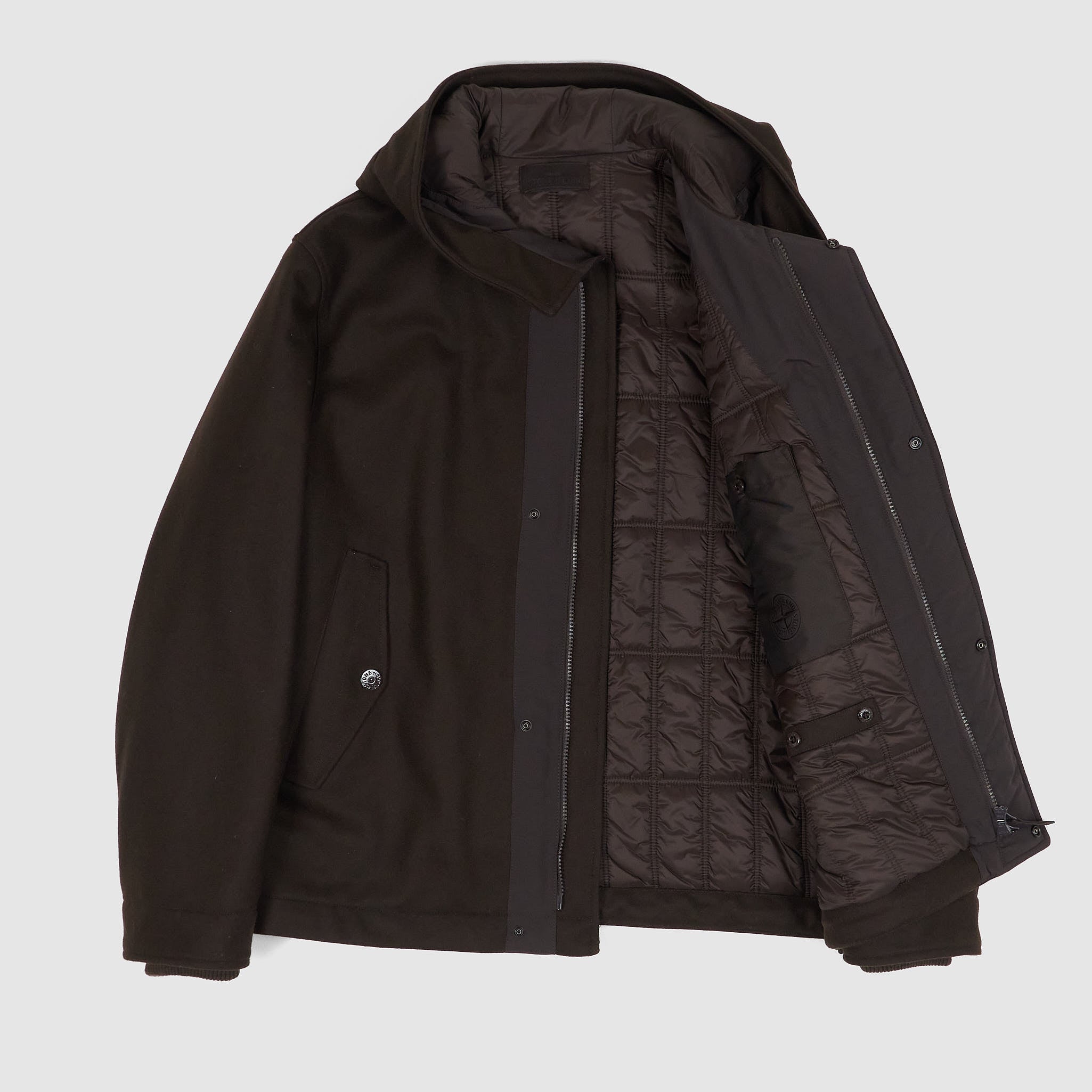 Stone Island Ghost Piece Wool Blend Flannel Parka - DeeCee style