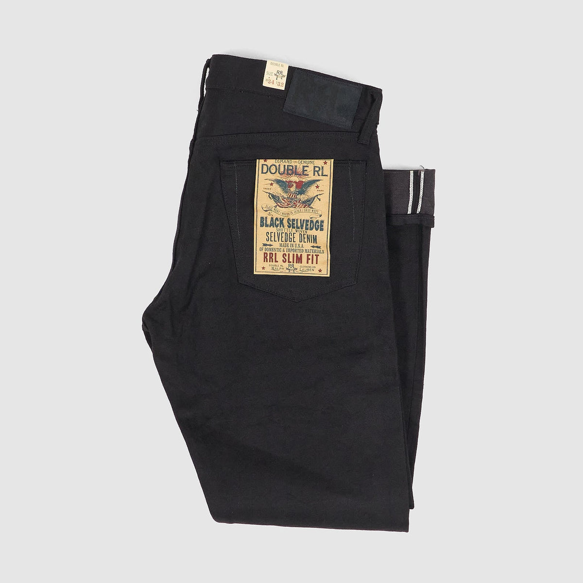 Double RL 5-Pocket Black Selvedge Slim Jeans