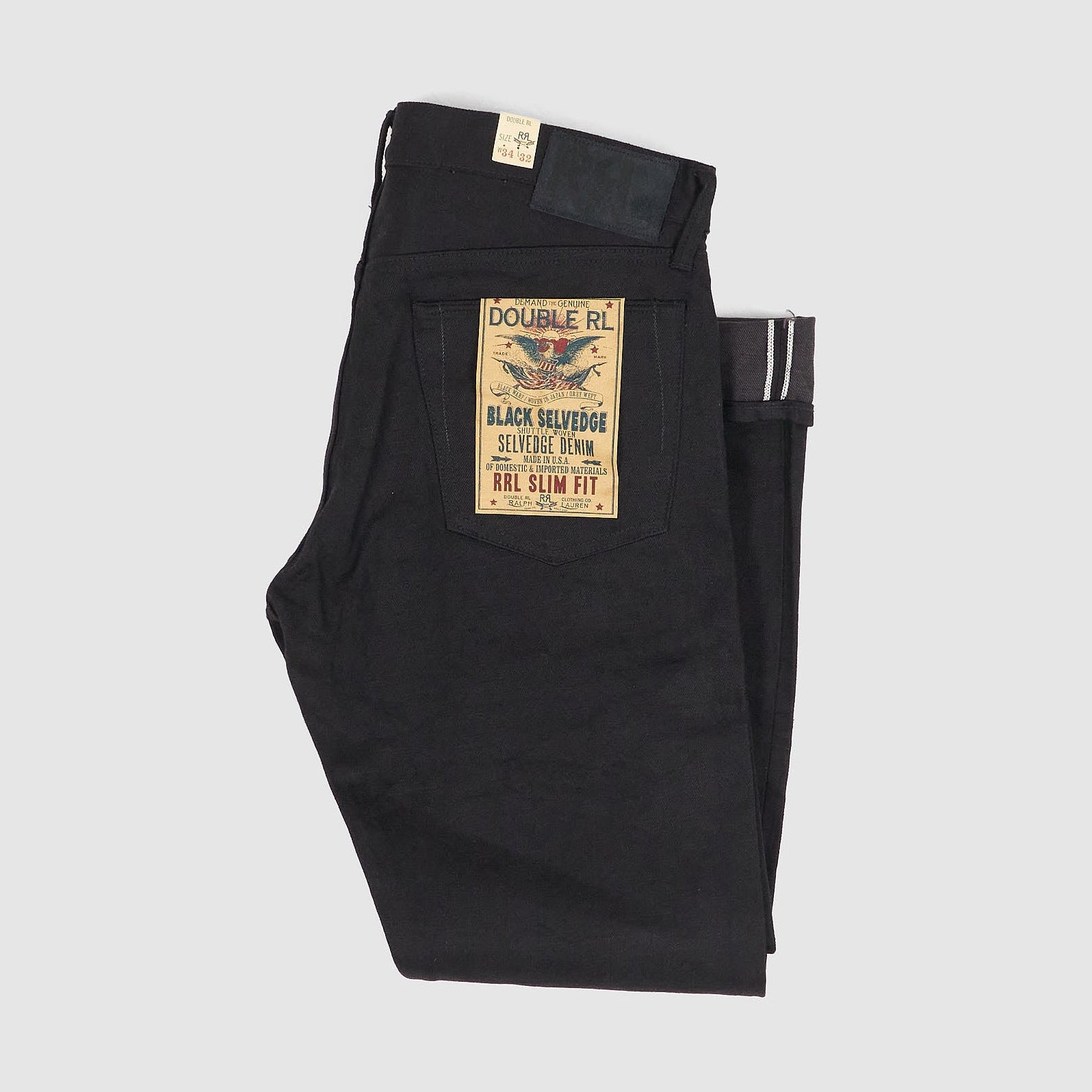 Double RL 5-Pocket Black Selvedge Slim Jeans - DeeCee style