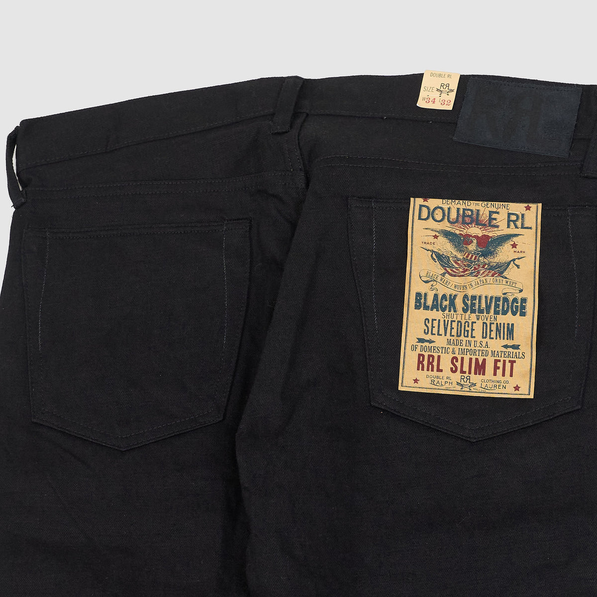 Double RL 5-Pocket Black Selvedge Slim Jeans