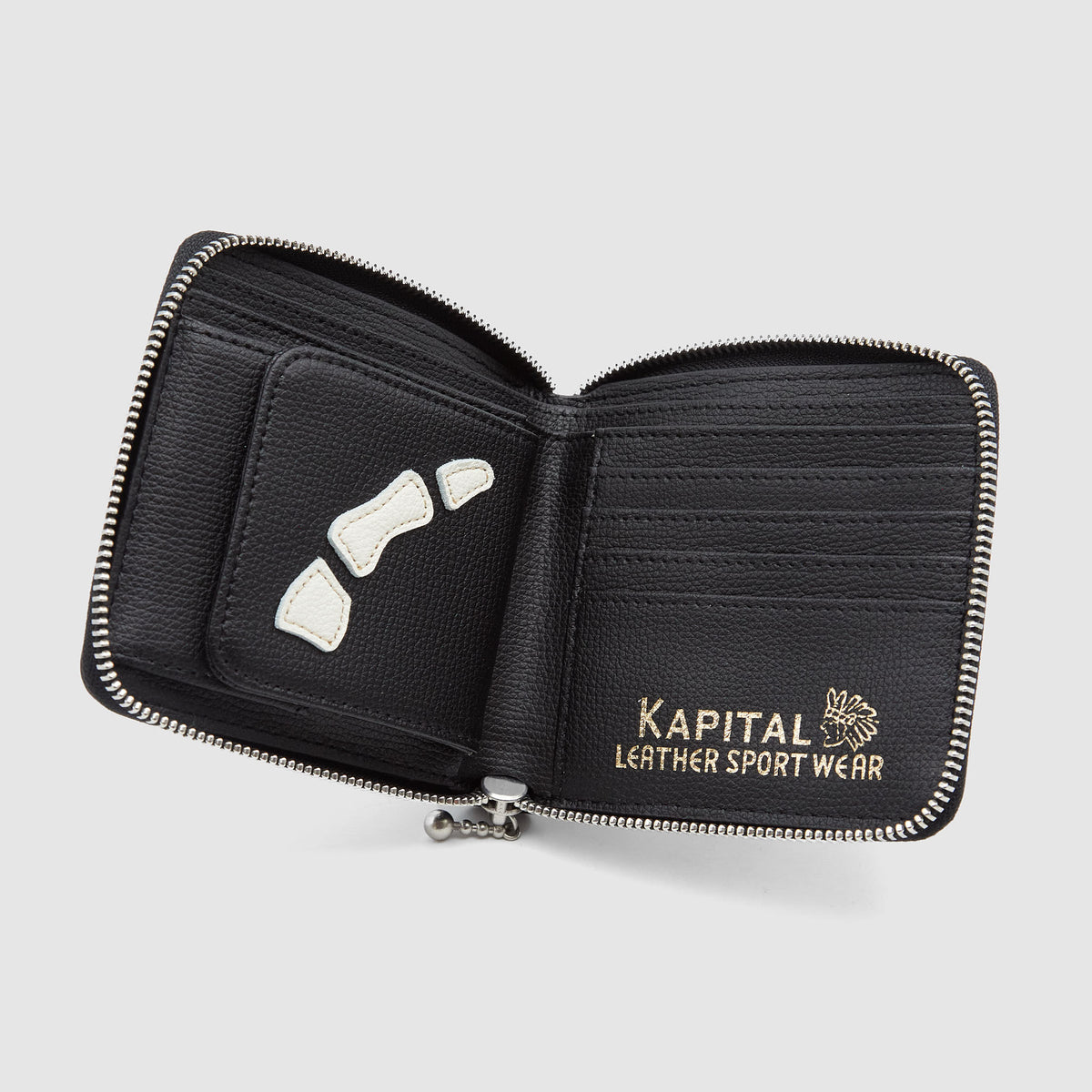 Kapital Bones Leather Zip Wallet