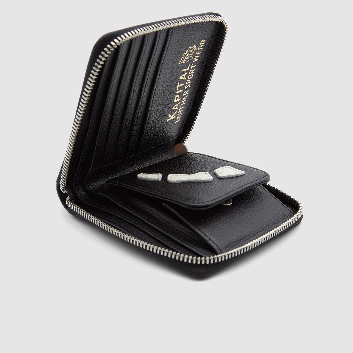 Kapital Bones Leather Zip Wallet