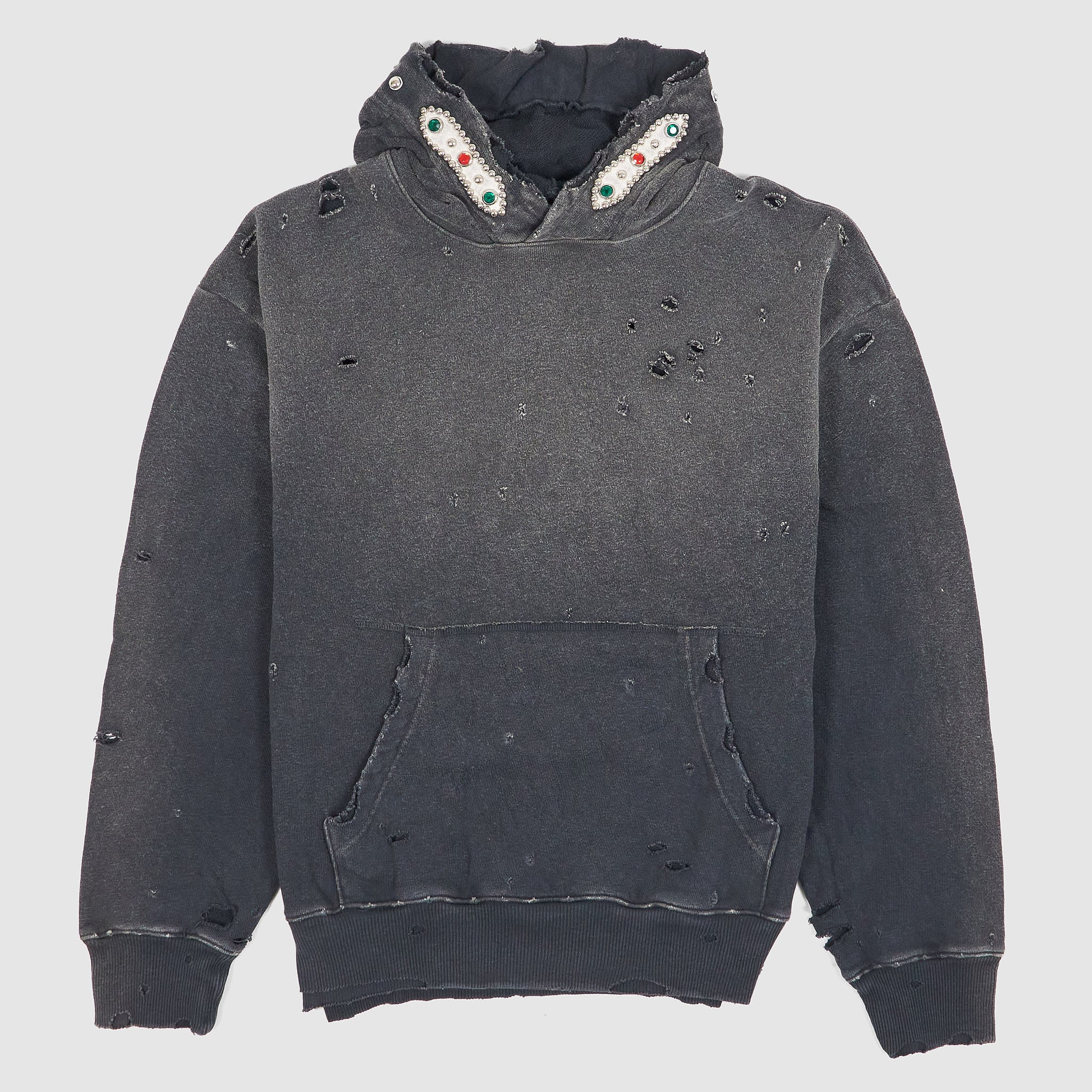 Kapital Damaged Thriller Studded Hoodie Sweat Shirt - DeeCee style