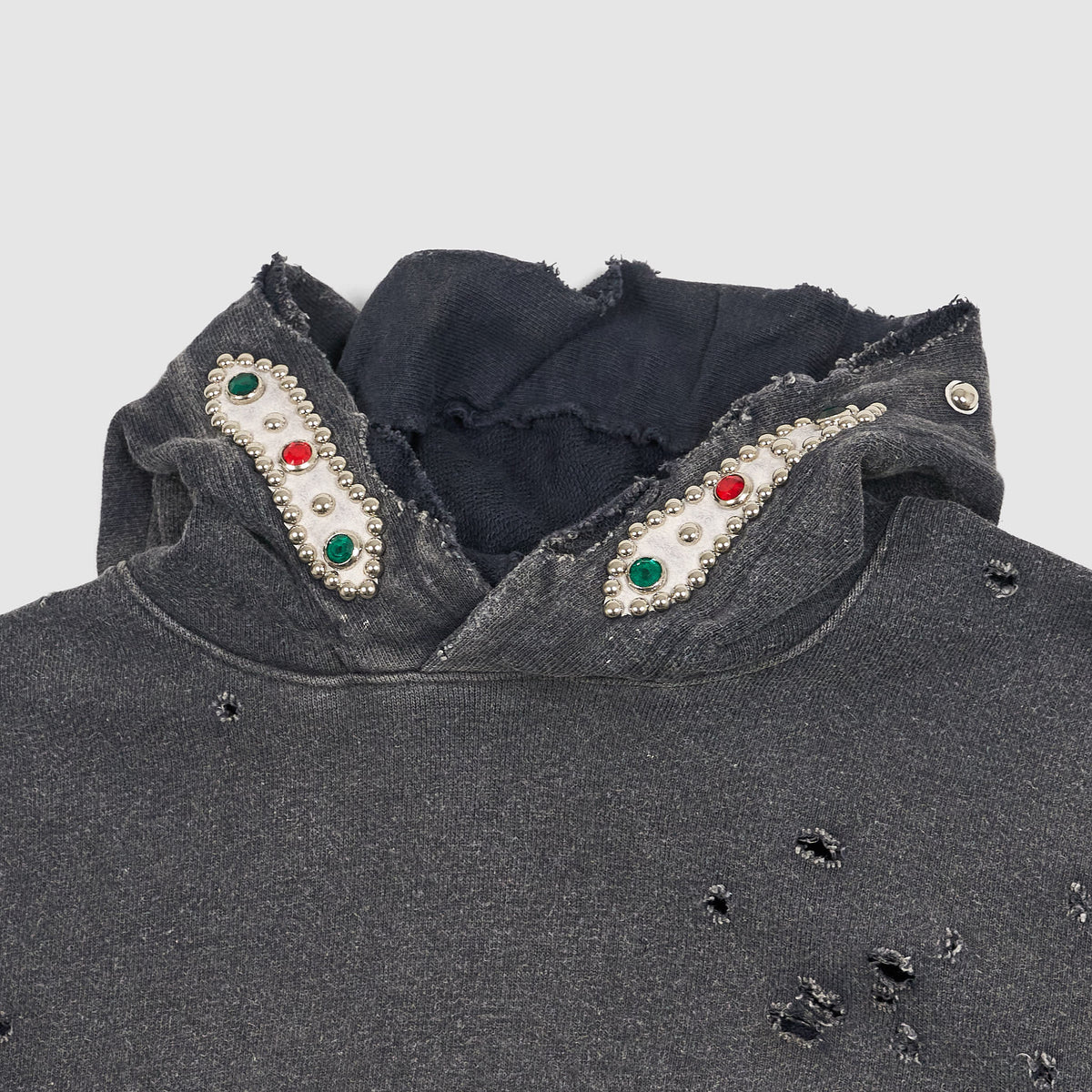 Kapital Damaged Thriller Studded Hoodie Sweat Shirt