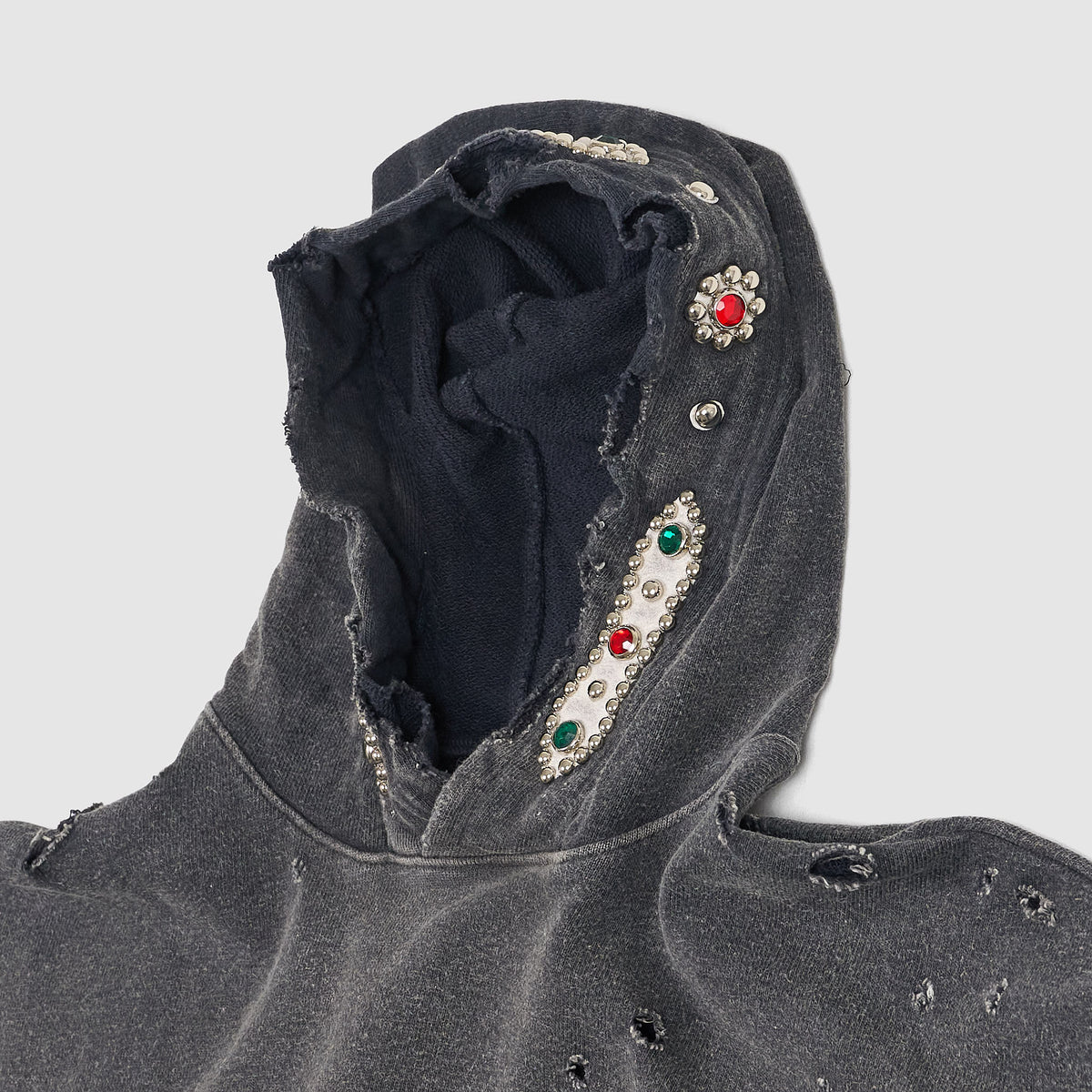 Kapital Damaged Thriller Studded Hoodie Sweat Shirt