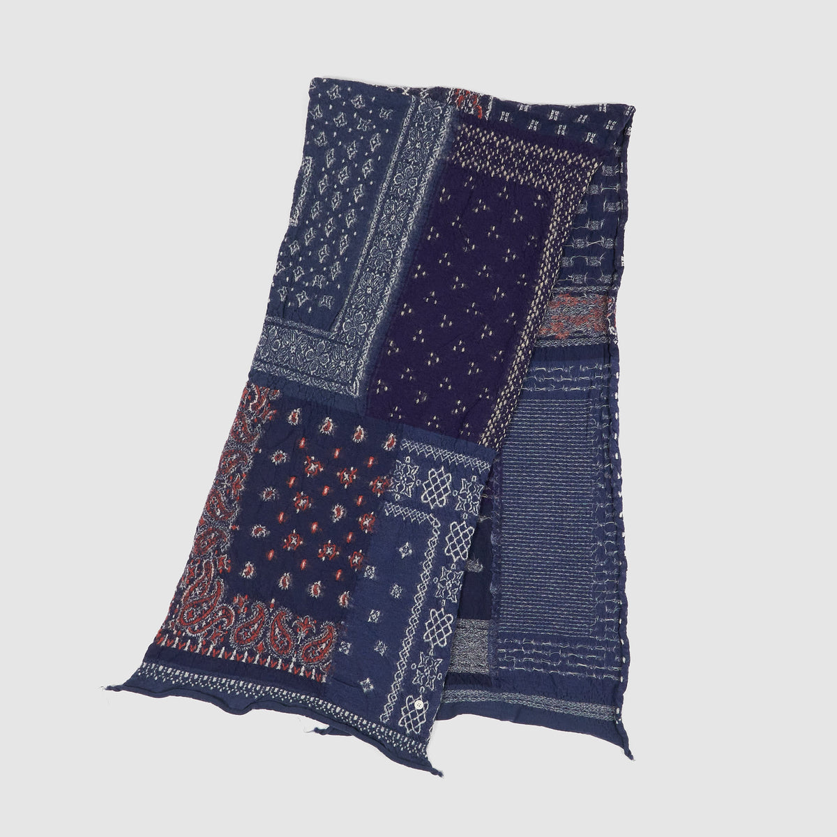 Kapital Fulling Wool "Happy Bandana" Patchwork Scarf