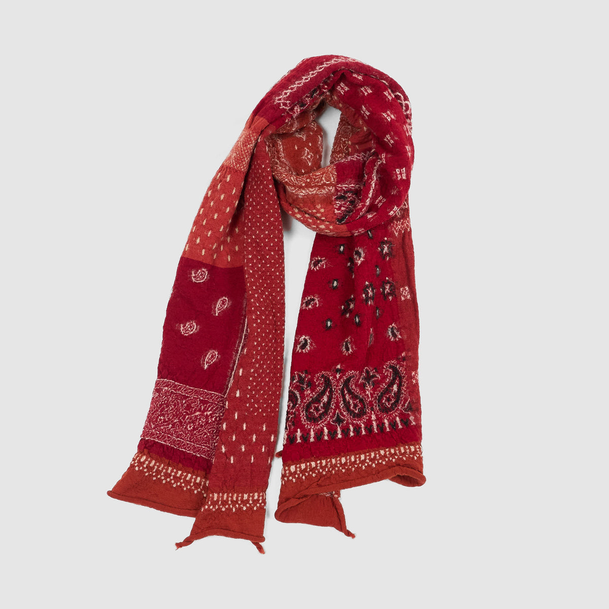 Kapital Fulling Wool "Happy Bandana" Patchwork Scarf