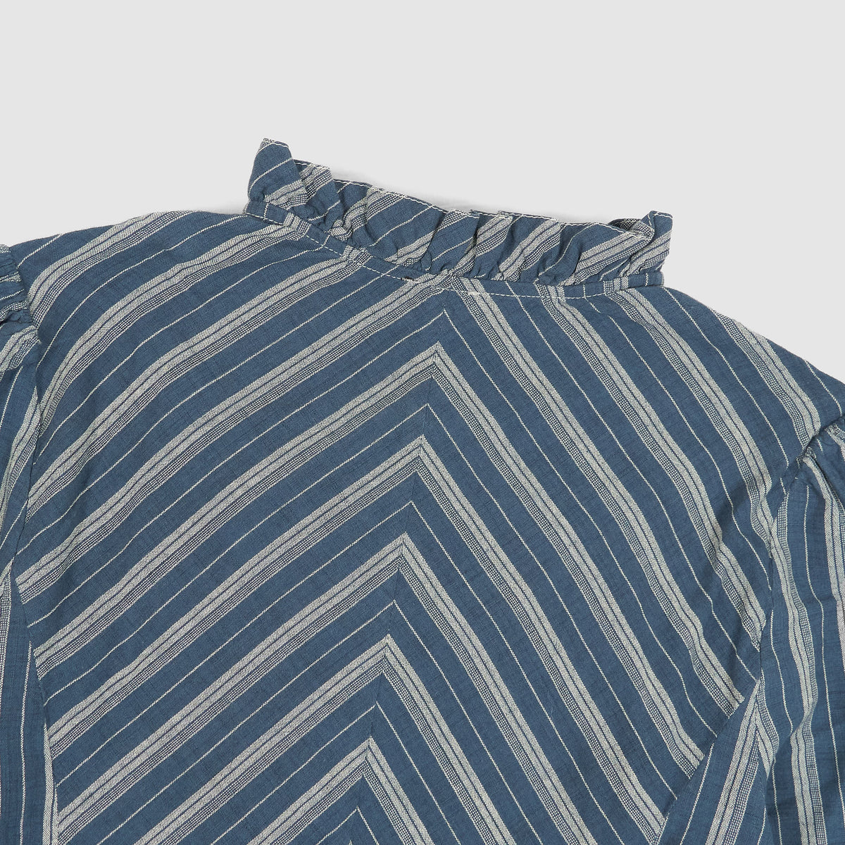 Double RL Ladies Yarn- Dyed Ruffle Trim Blouse