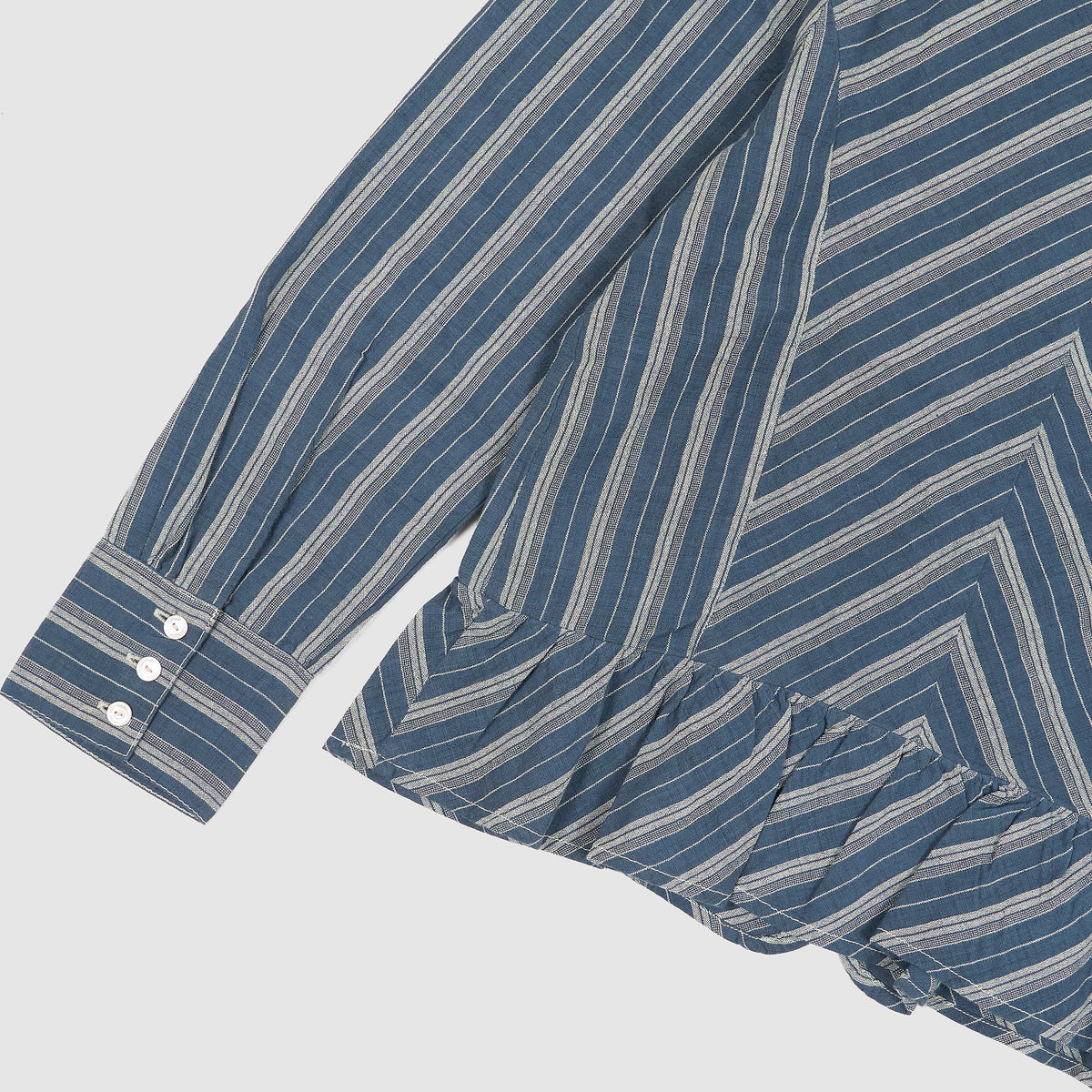 Double RL Ladies Yarn- Dyed Ruffle Trim Blouse