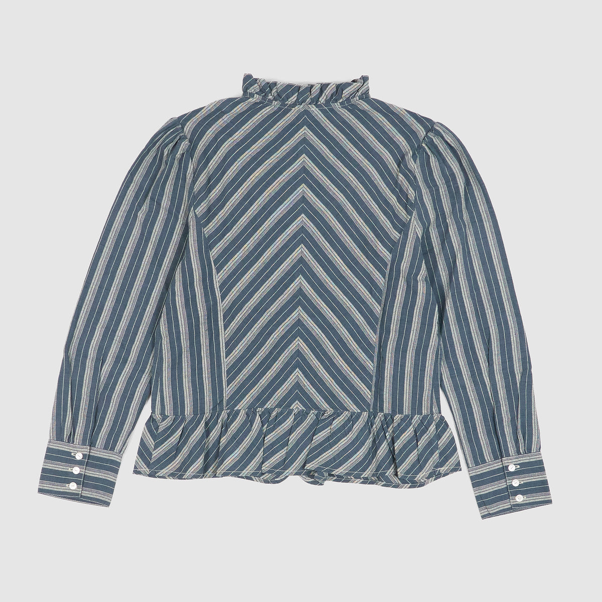 Double RL Ladies Yarn- Dyed Ruffle Trim Blouse