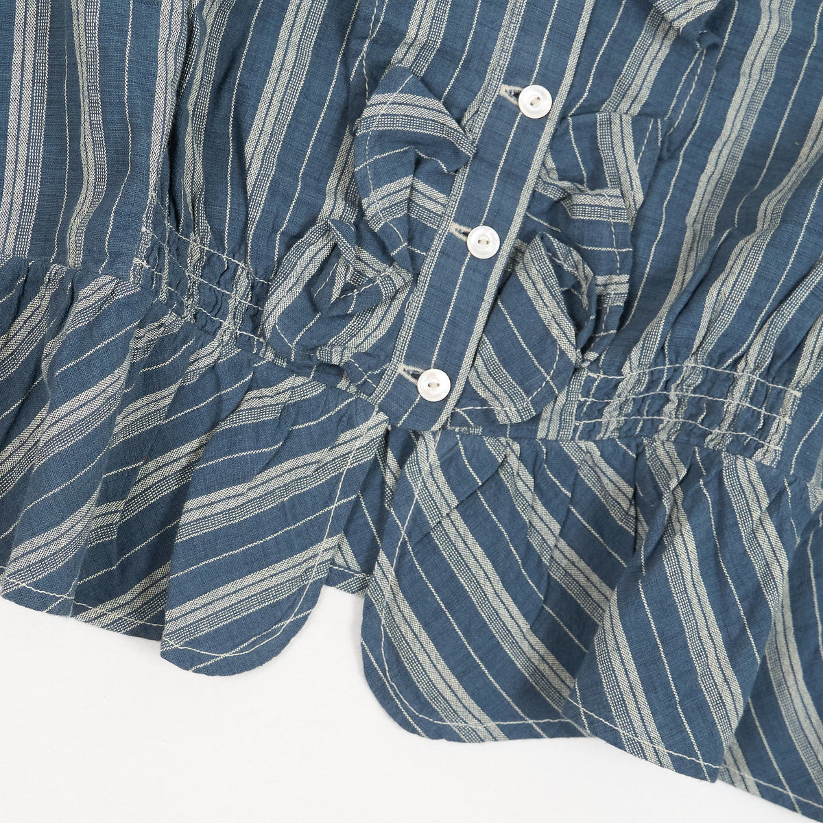 Double RL Ladies Yarn- Dyed Ruffle Trim Blouse