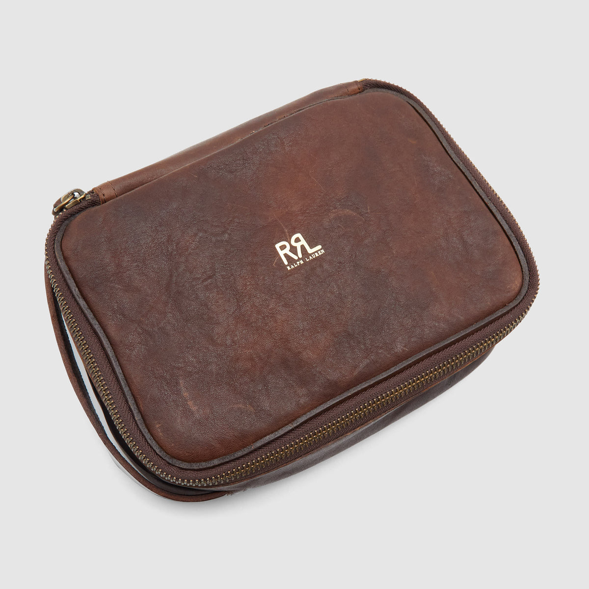 Double RL Large Leather Travel Pouch
