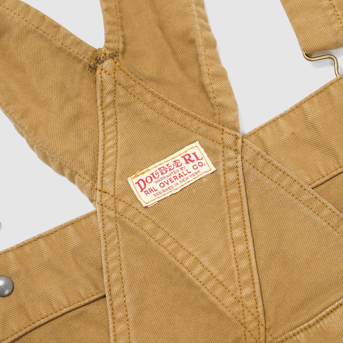 Double RL Brown Duck Canvas Bib Overall Paint-Splattered