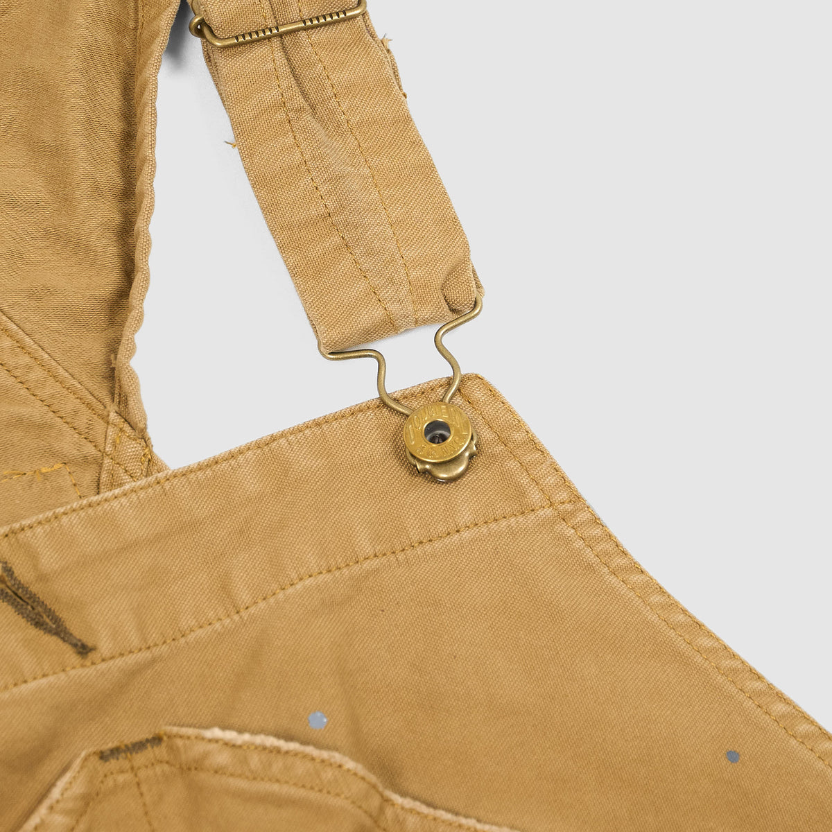 Double RL Brown Duck Canvas Bib Overall Paint-Splattered