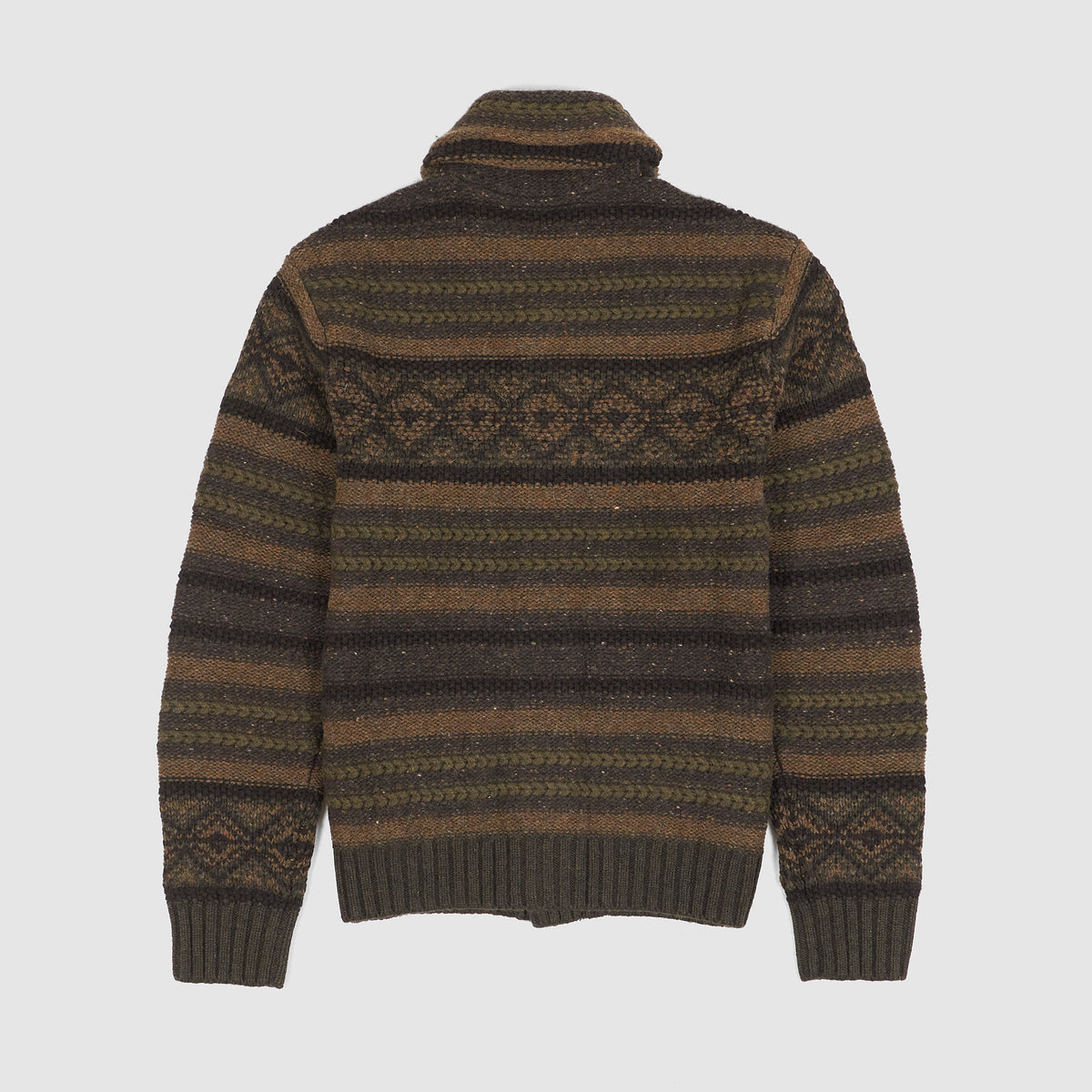 Double RL Knitted Wool-Cotton Shawl Cardigan