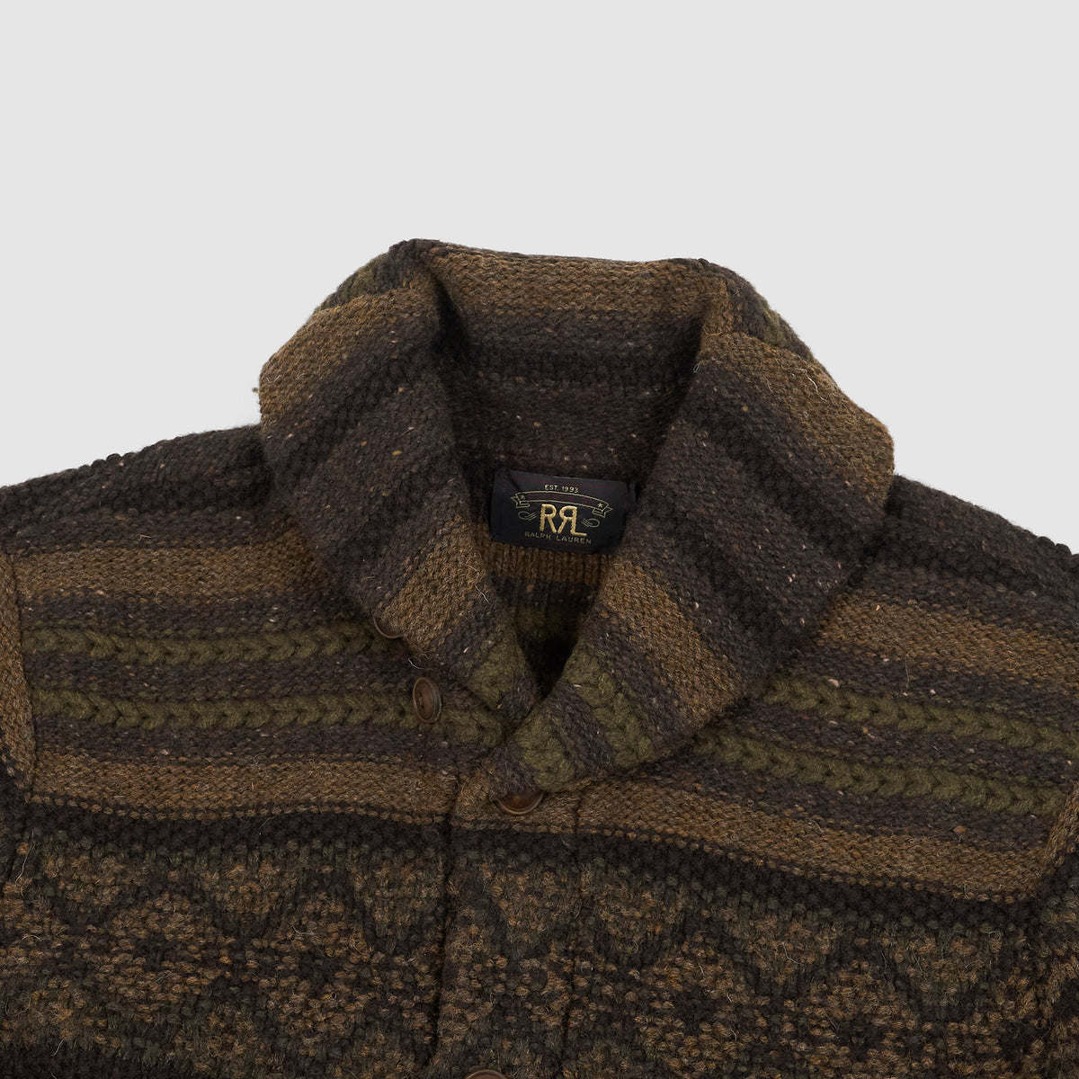 Double RL Knitted Wool-Cotton Shawl Cardigan