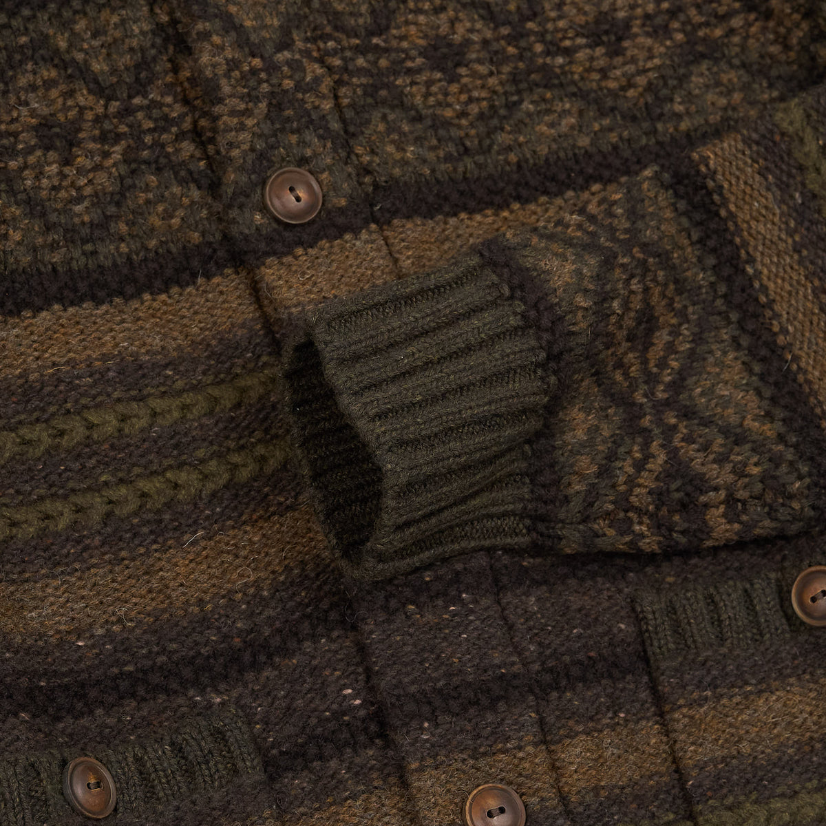 Double RL Knitted Wool-Cotton Shawl Cardigan