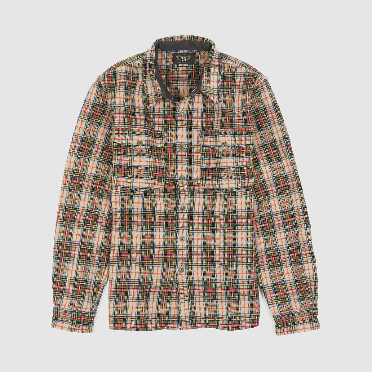 Double RL Plaid Wool-Blend Shirt