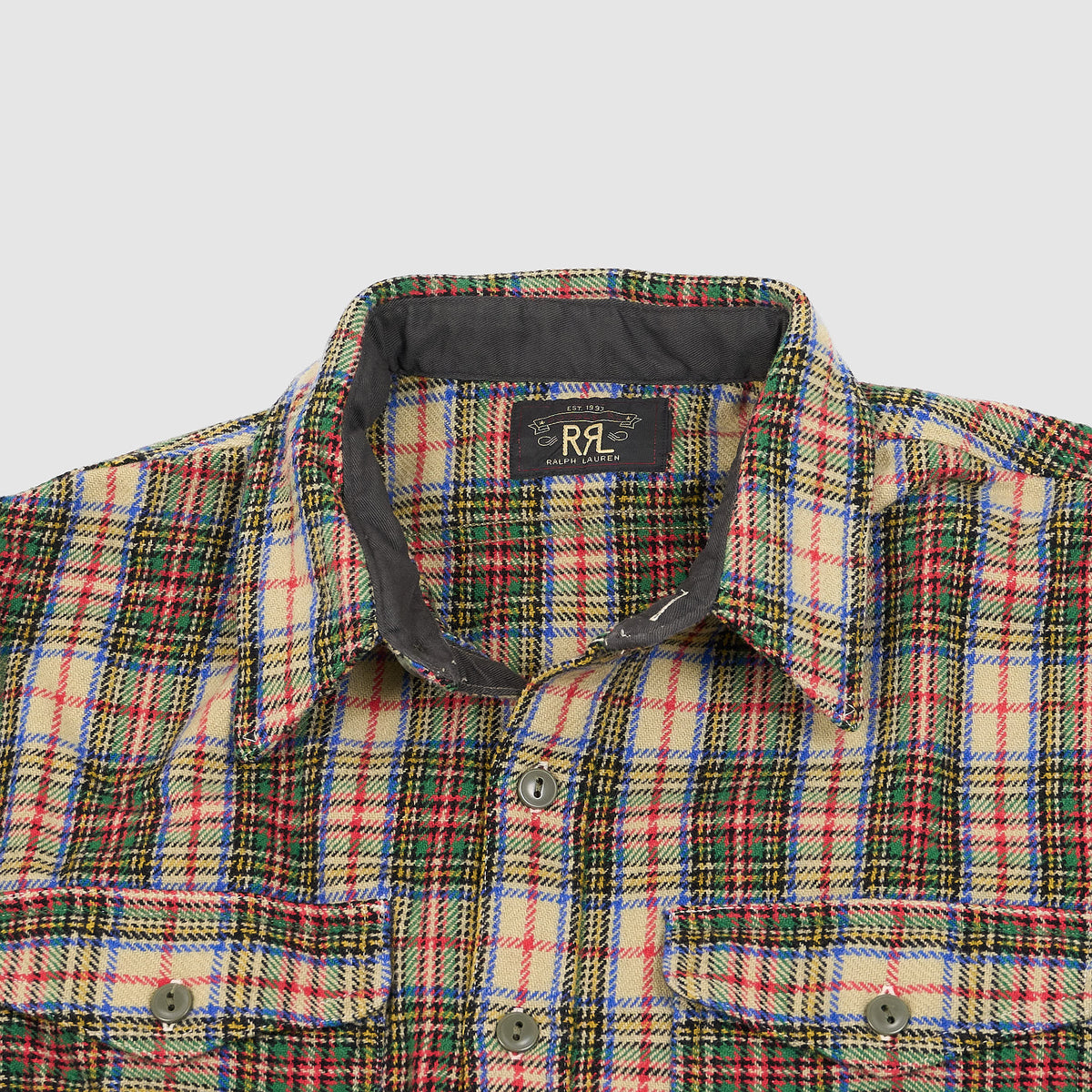 Double RL Plaid Wool-Blend Shirt