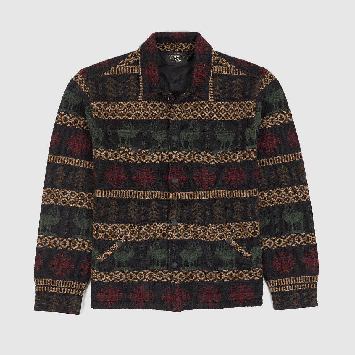 Double RL Jacquard Knit Overshirt Jumper w/ Pockets