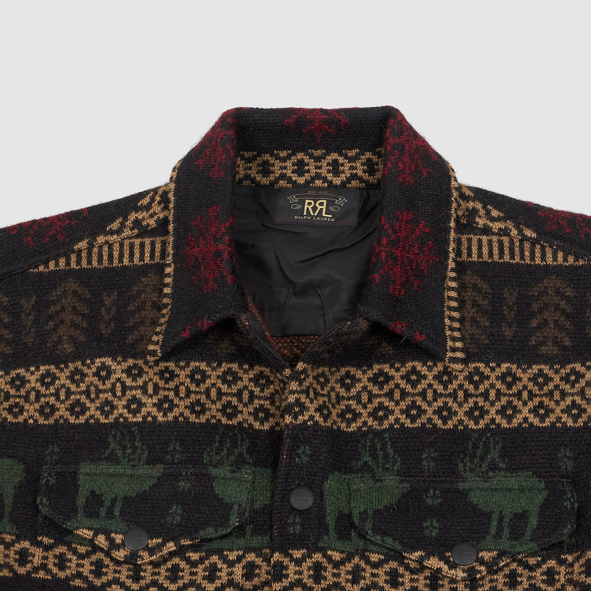 Double RL Jacquard Knit Overshirt Jumper w/ Pockets
