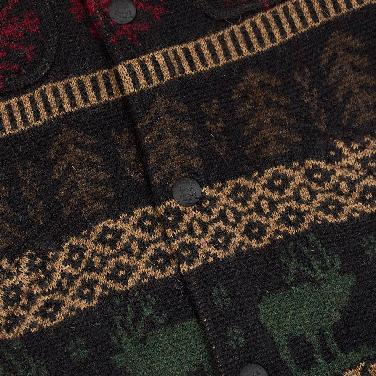 Double RL Jacquard Knit Overshirt Jumper w/ Pockets