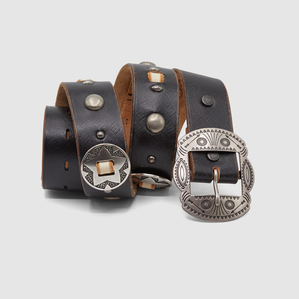 HTC Concho Leather Belt w/ Studs