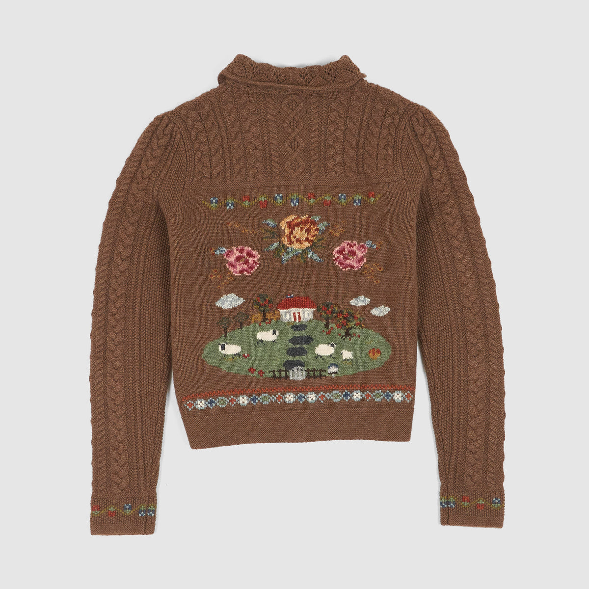 Double RL Ladies Hand-Embroidered Soft Wool Cardigan