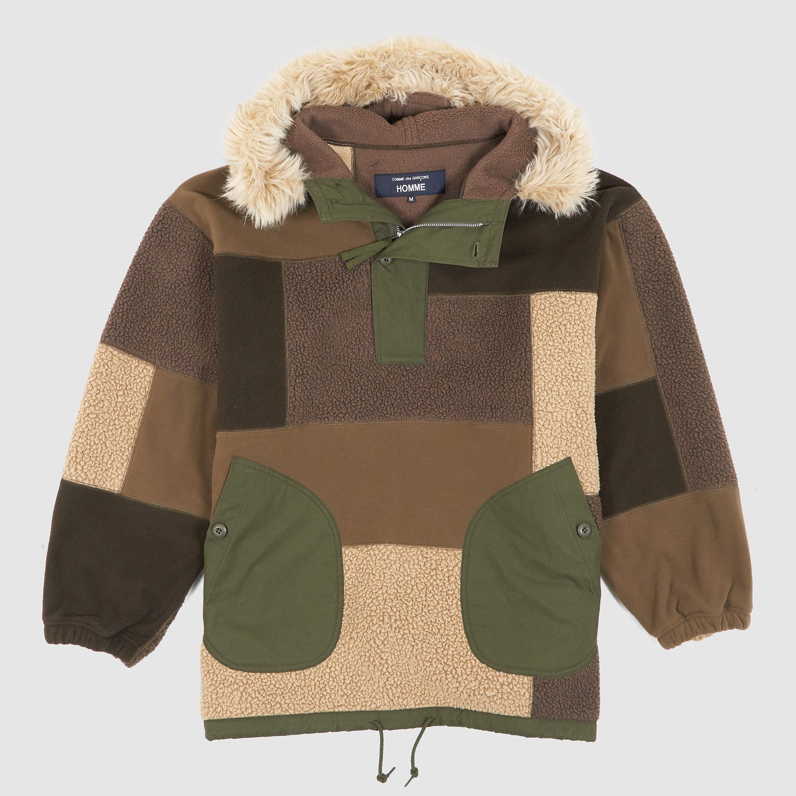Comme Des Garçons Homme Oversized Patchwork Fleece Smock Jacket