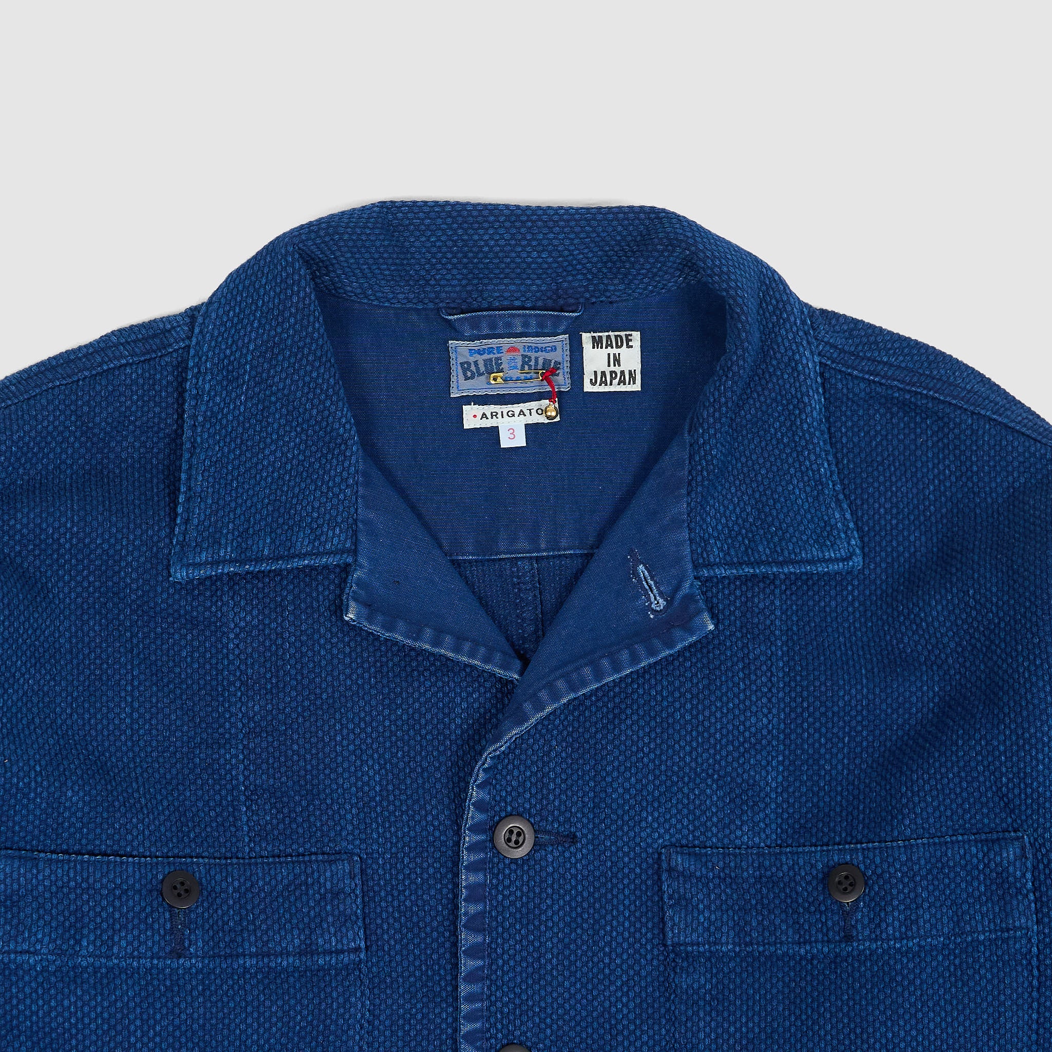 Blue Blue Japan Kasezome Sashiko Fatigue Overshirt Jacket - DeeCee