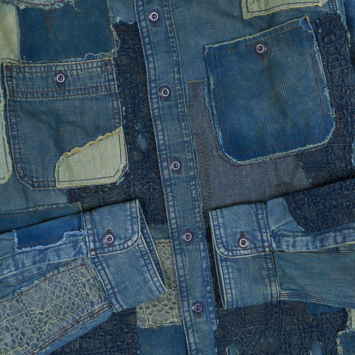 Double RL Patchwork Indigo Denim Overshirt