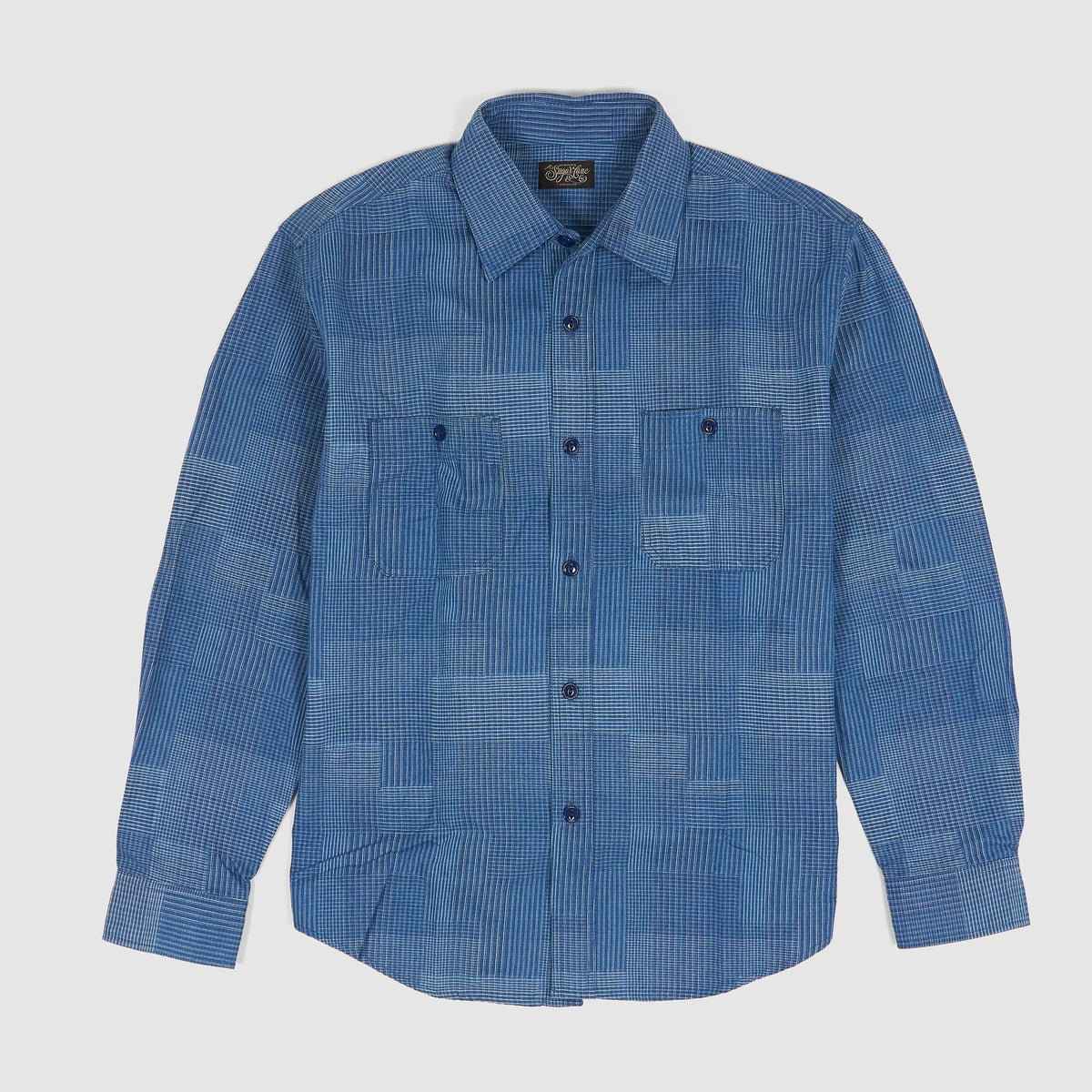 Sugar Cane Jacquard Woven Patchwork Plaid Work Shirt