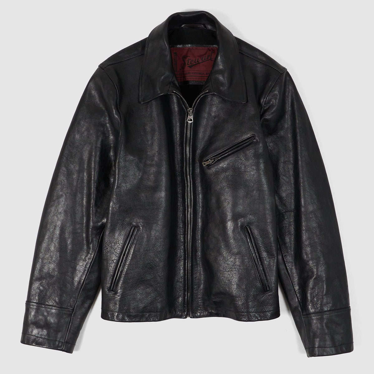 Stewart Buffalo Half Belt Riders Leather Jacket