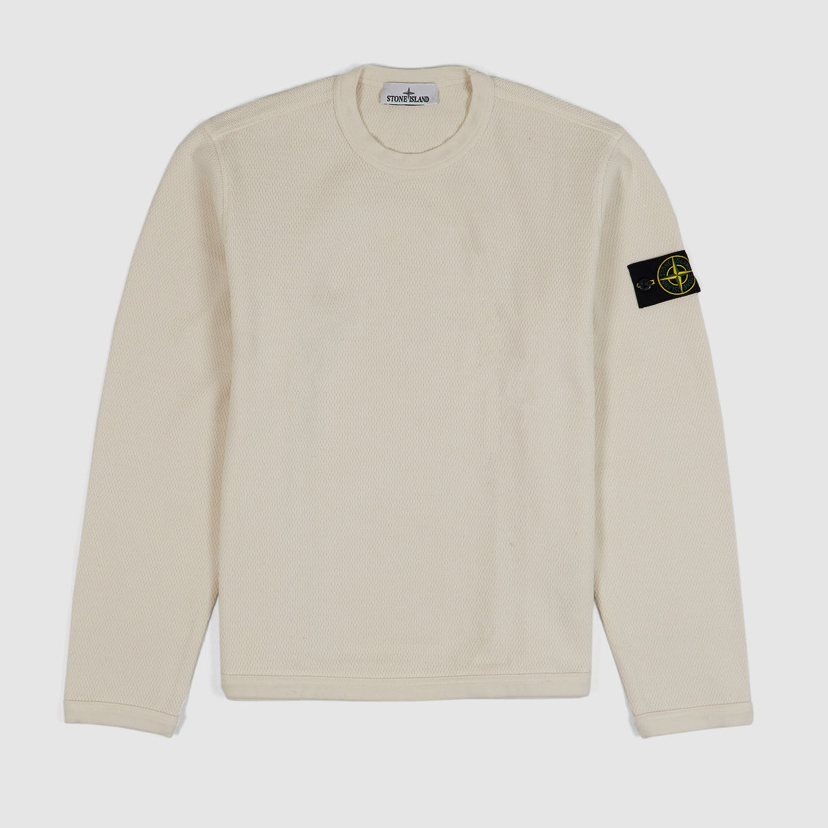 Stone Island Waffle Cotton Crew Neck Long Sleeve Shirt