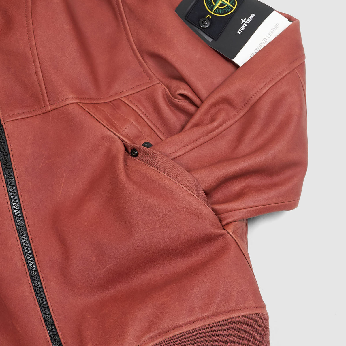 Stone Island Hooded Full Grain Leather Jacket
