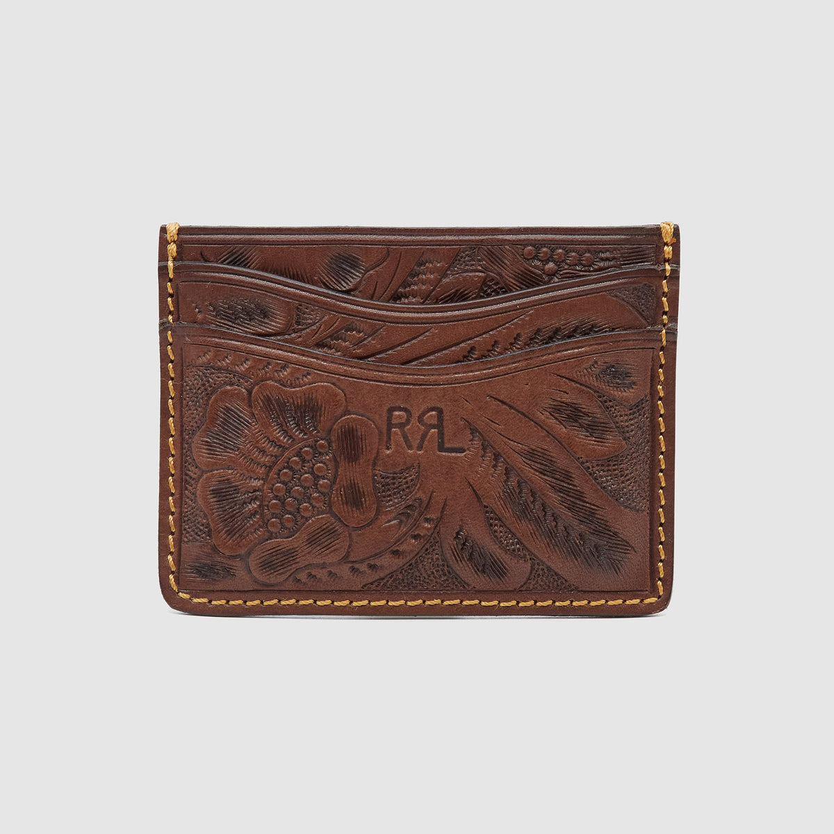 Double RL Handtooled Leather Cardholder