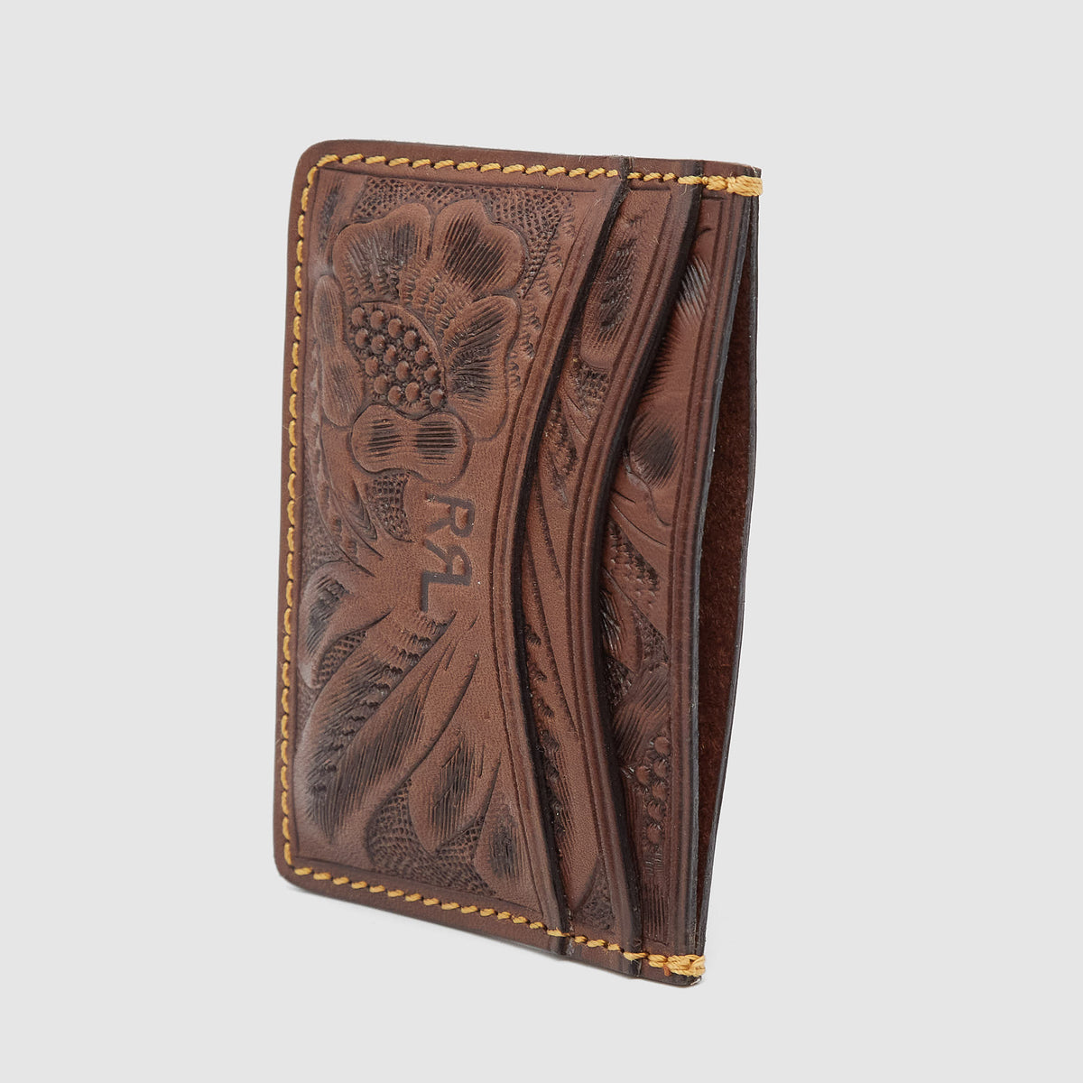 Double RL Handtooled Leather Cardholder