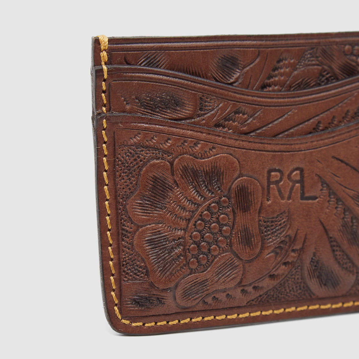 Double RL Handtooled Leather Cardholder